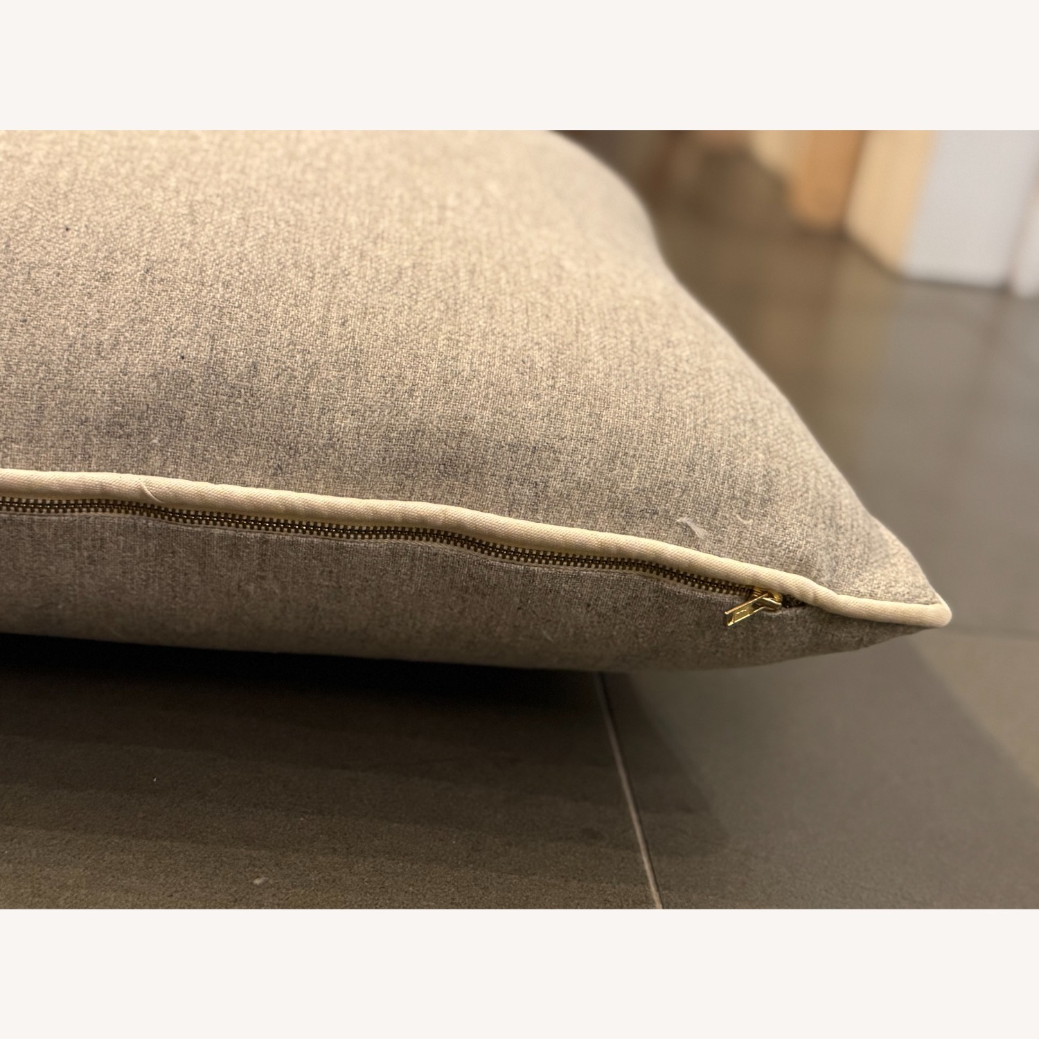 Light Gray Wool Square Throw Pillows - image-3