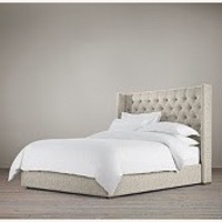 RH Adler Tufted Bed Belgian Linen