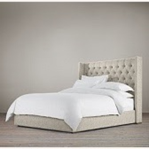 Used RH Adler Tufted Bed Belgian Linen for sale on AptDeco