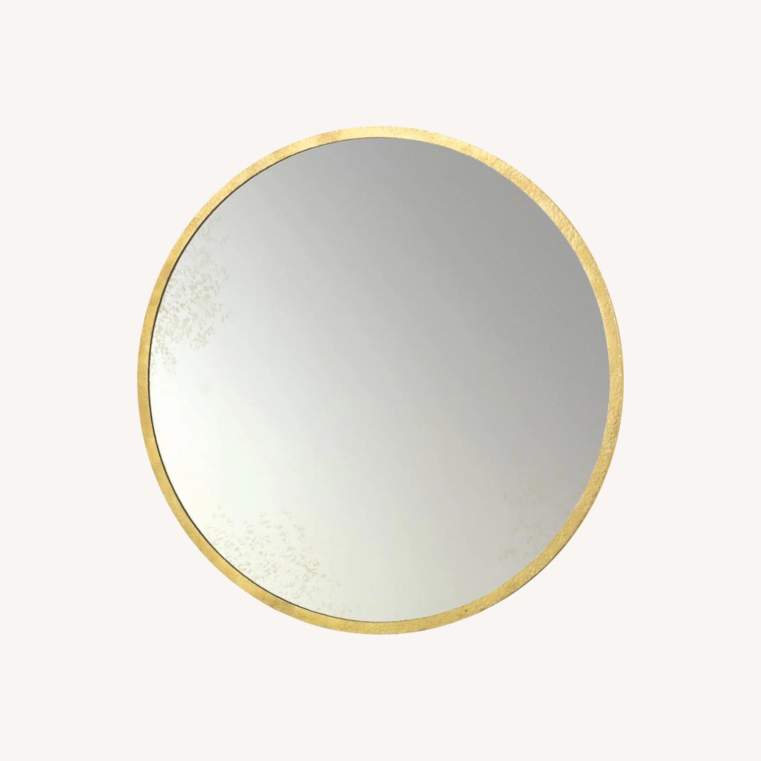 Gold Round Wall Mirror with Antique Finish - image-0
