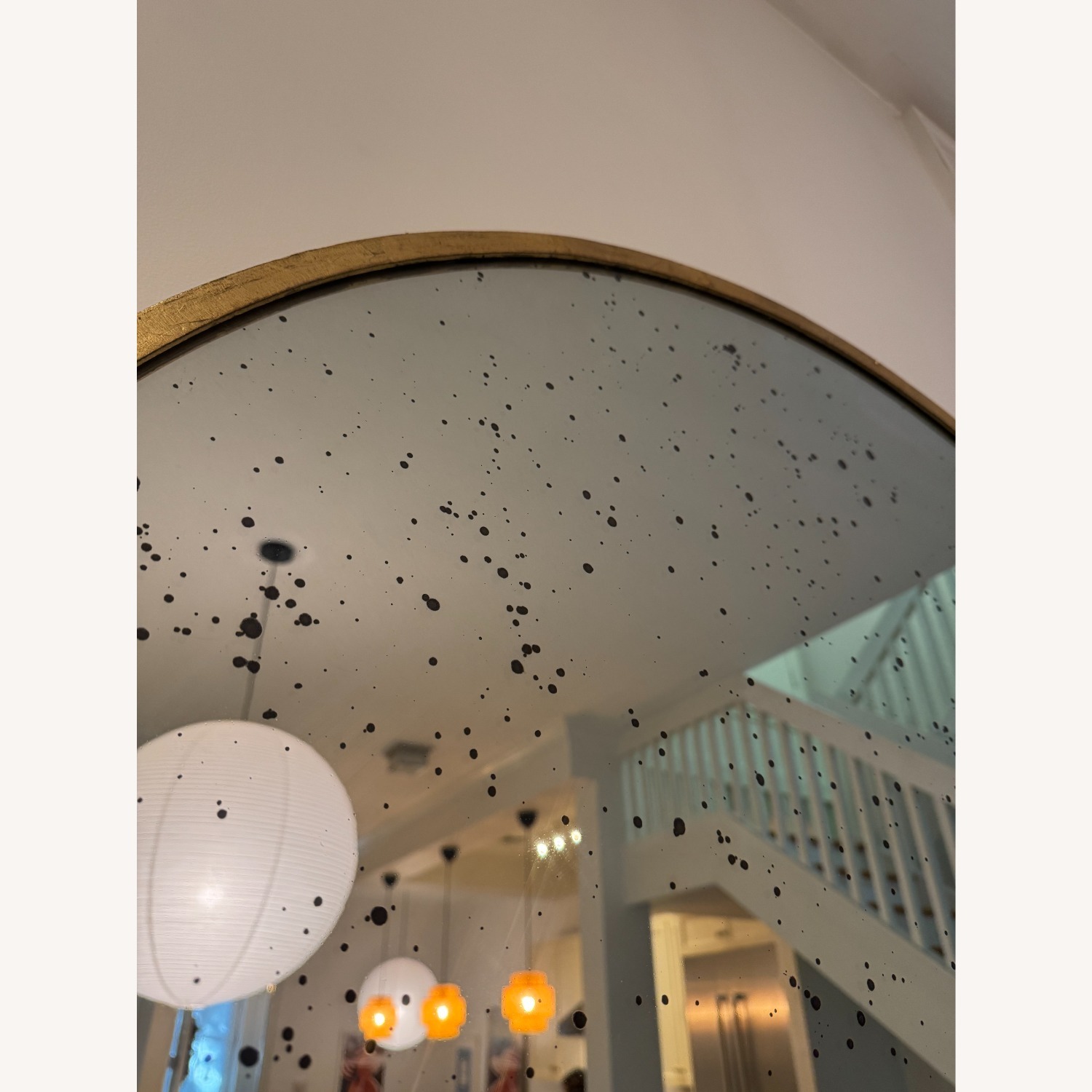 Gold Round Wall Mirror with Antique Finish - image-3