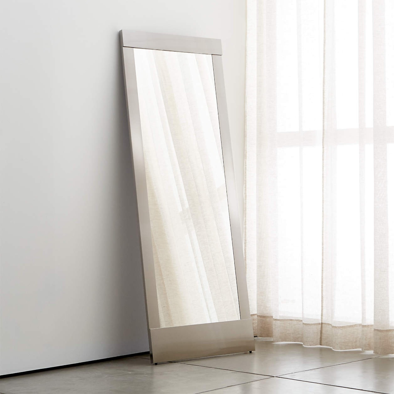 Crate & Barrel Colby Nickel Floor Mirror - image-4