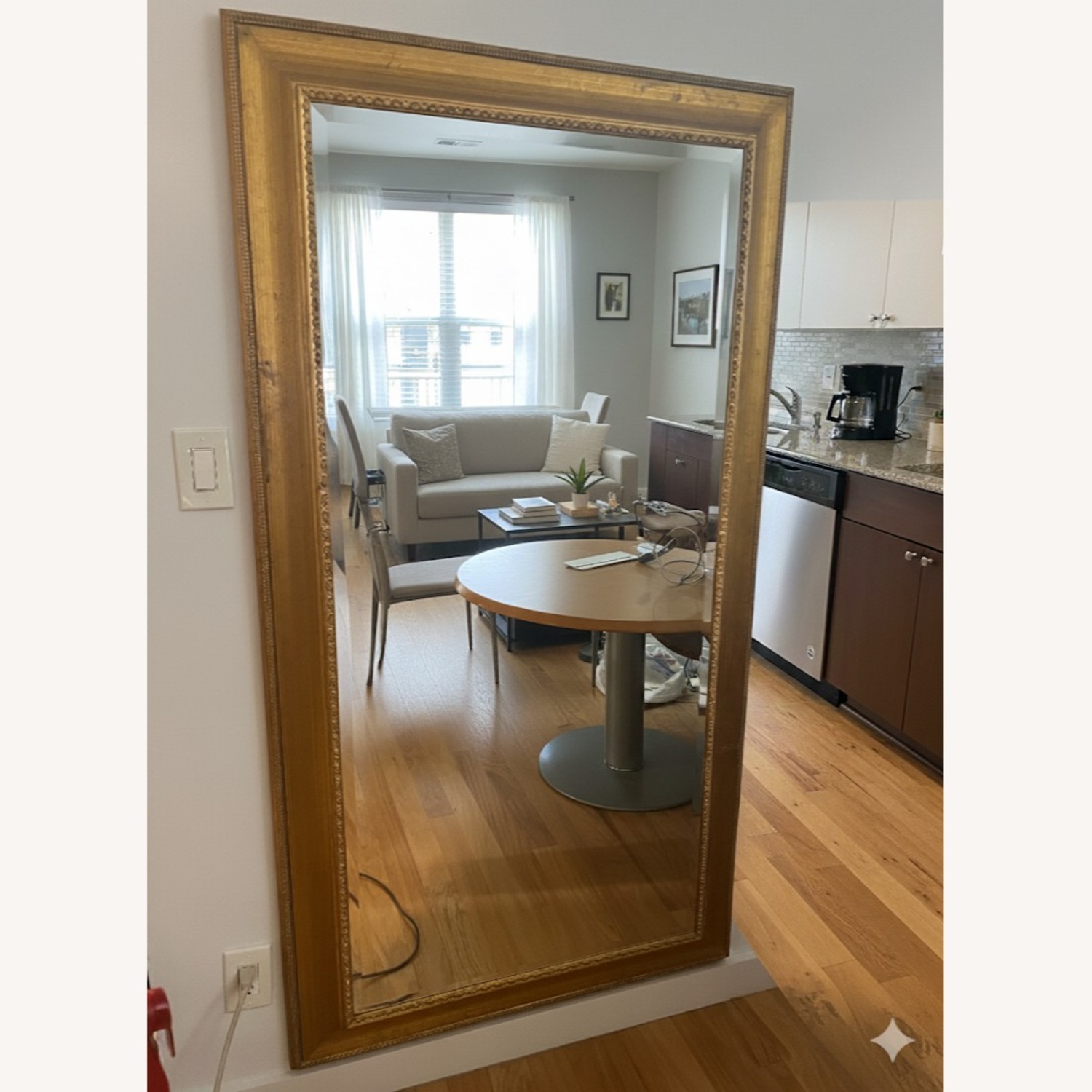 Antique/Vintage Full Size Mirror with Golden Frame - image-2