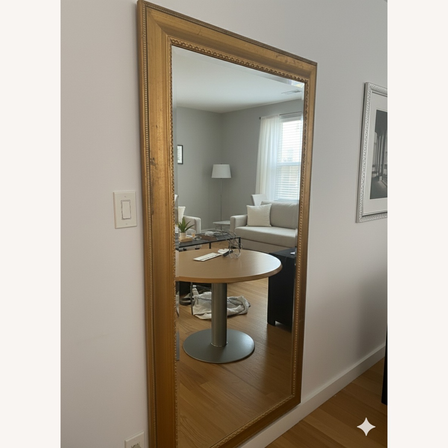 Antique/Vintage Full Size Mirror with Golden Frame - image-3