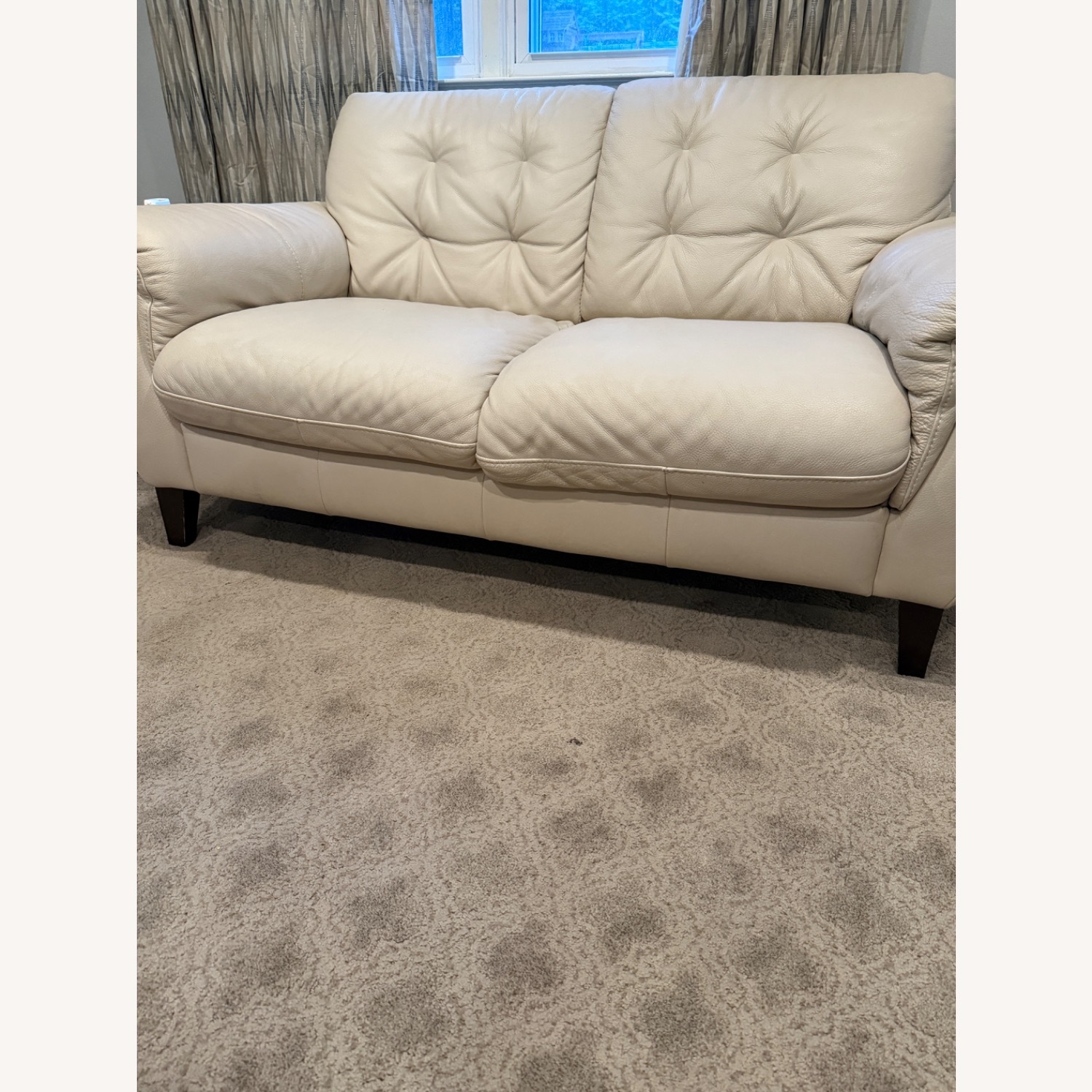 Natuzzi White Leather Loveseat - image-0