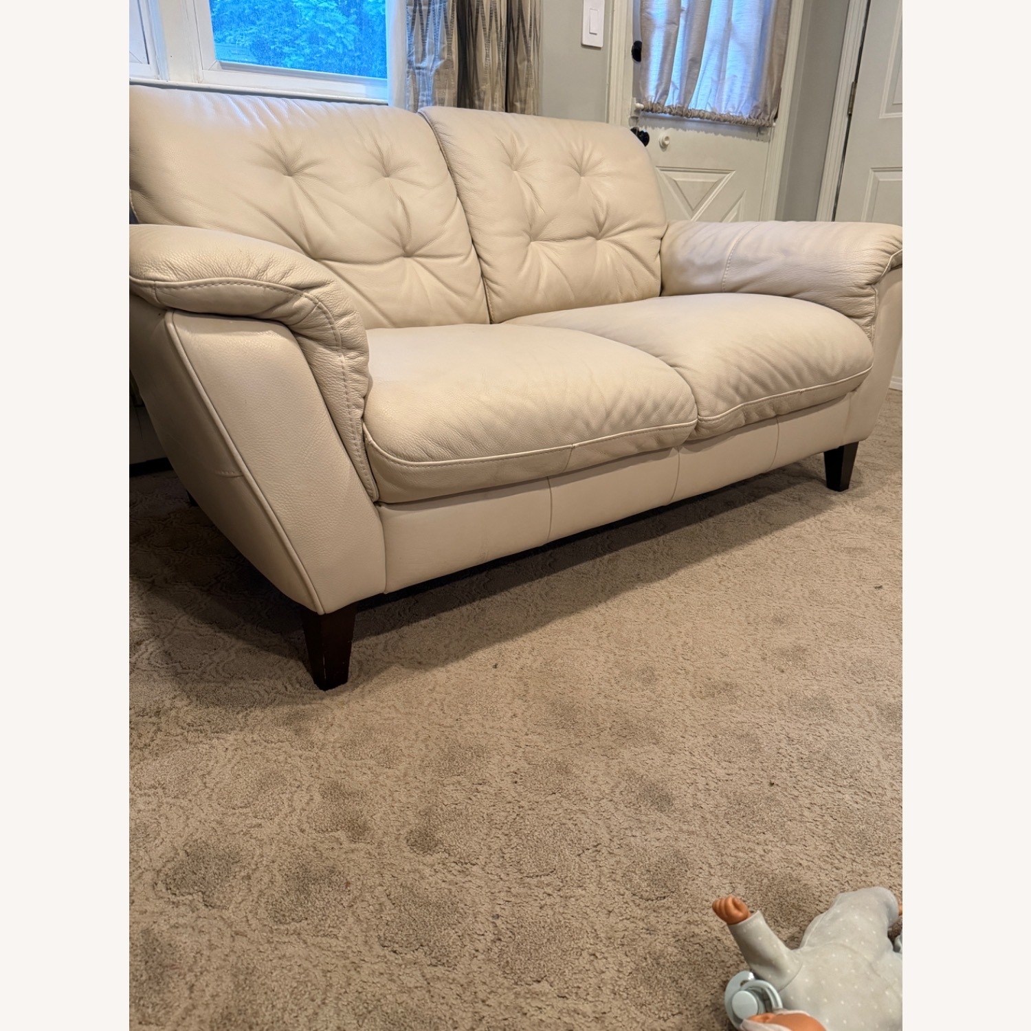 Natuzzi White Leather Loveseat - image-1