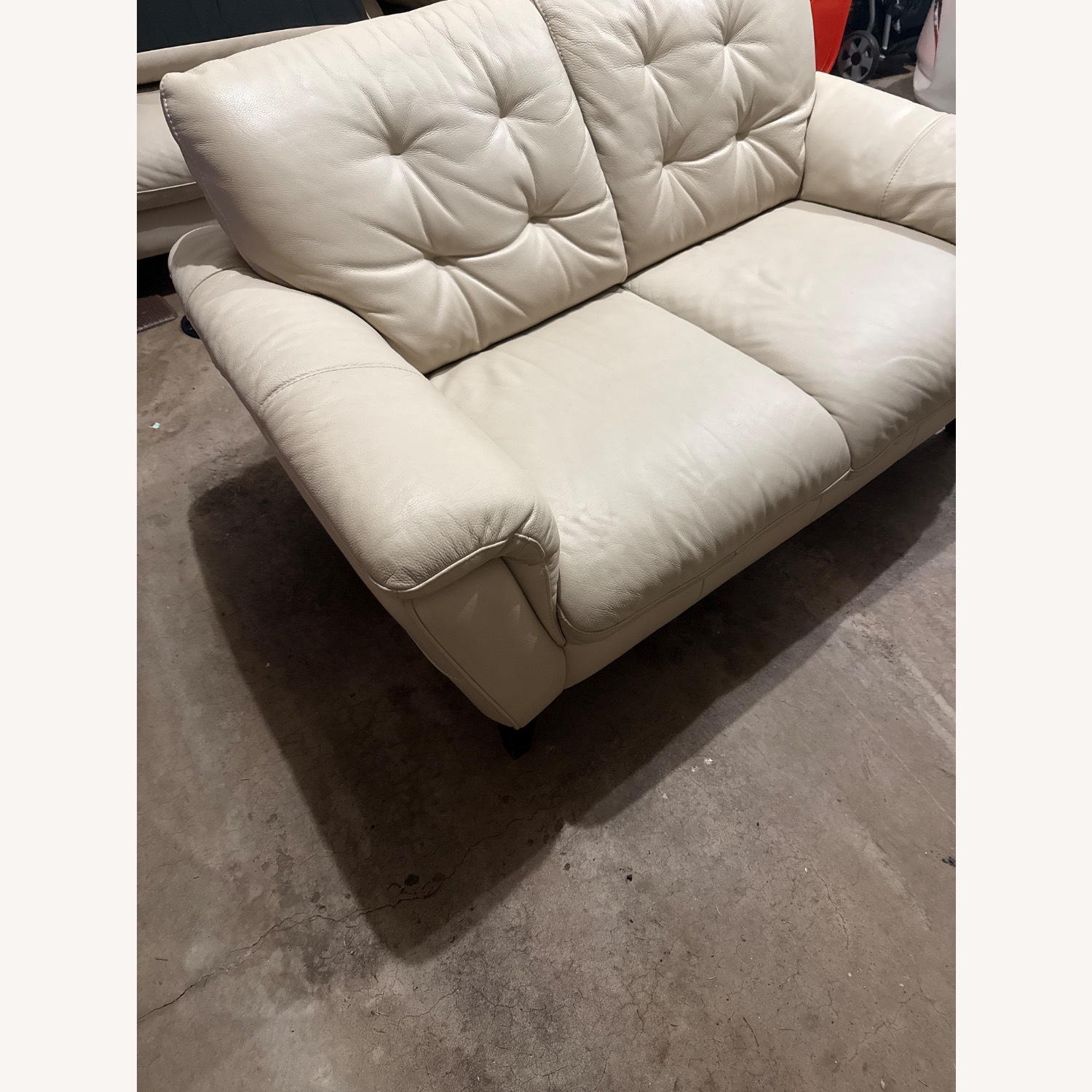 Natuzzi White Leather Loveseat - image-2