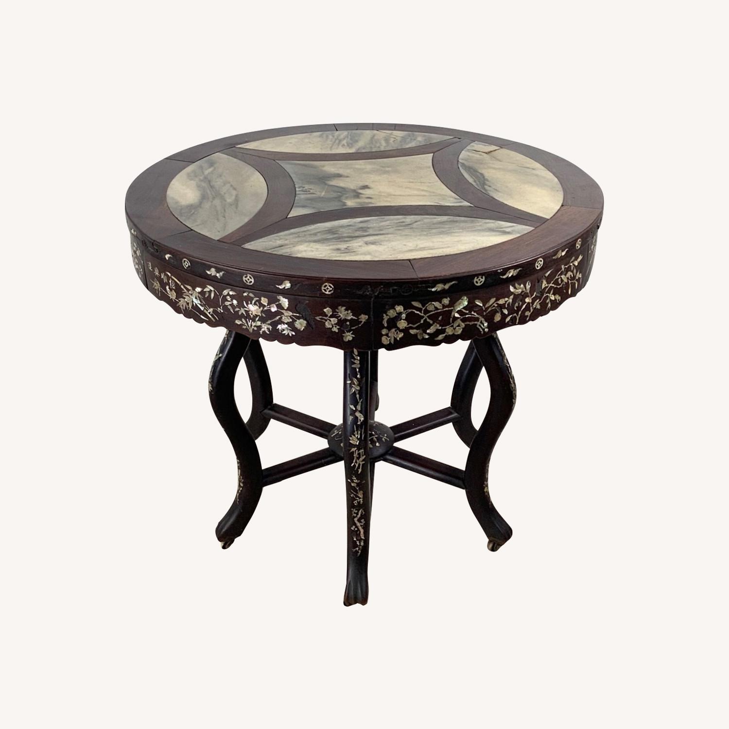 Antique Chinese Center Table With Stone Top - image-0