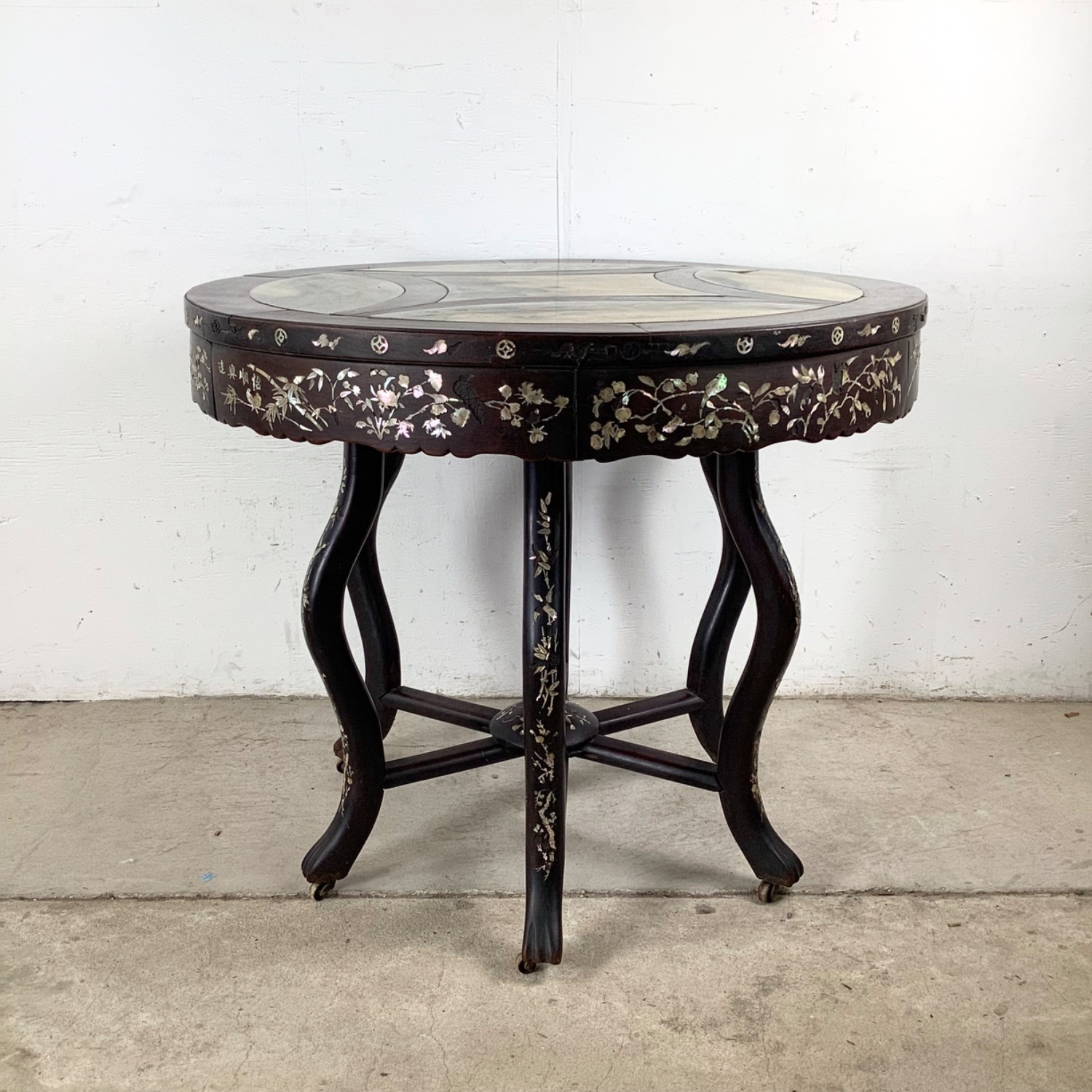 Antique Chinese Center Table With Stone Top - image-16
