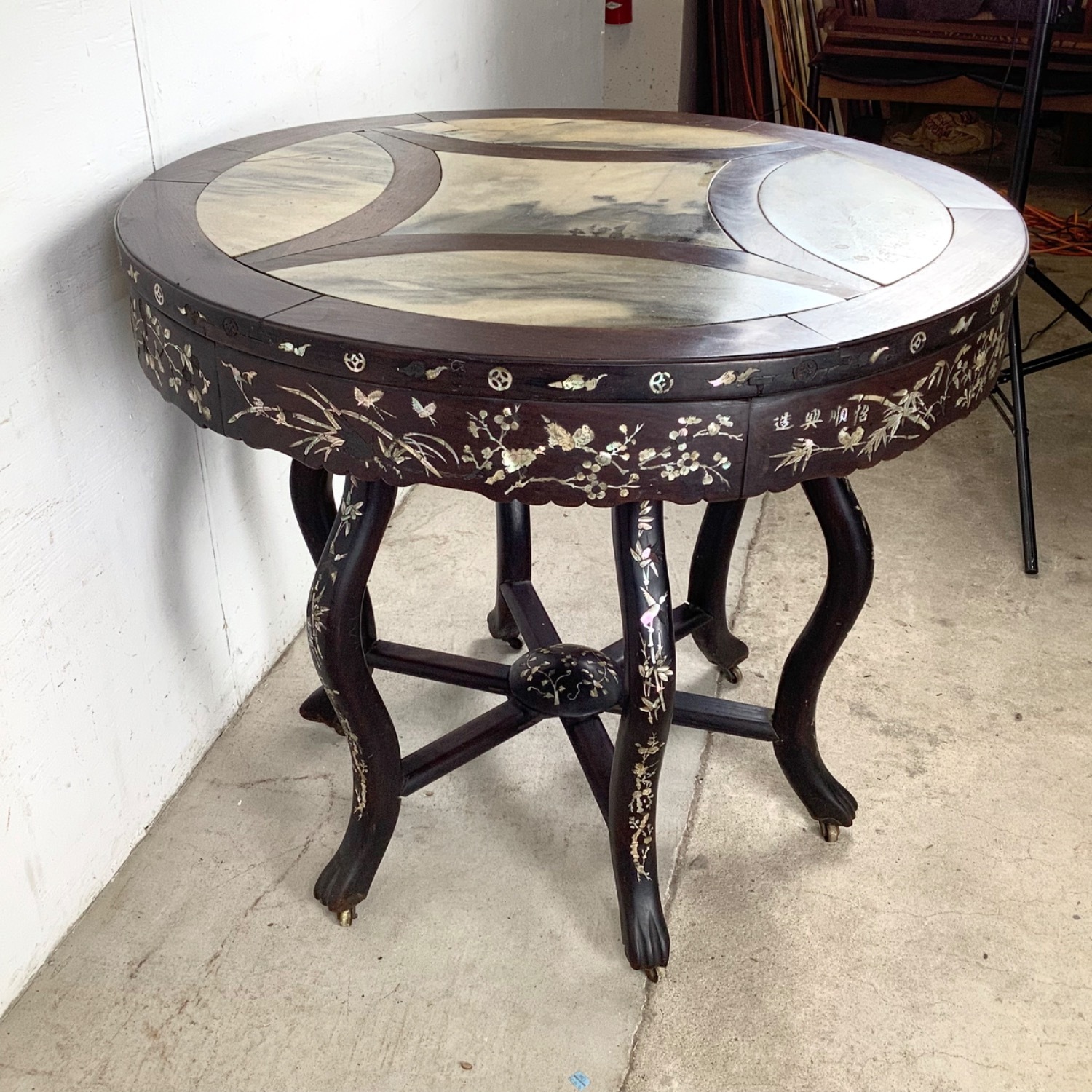 Antique Chinese Center Table With Stone Top - image-5