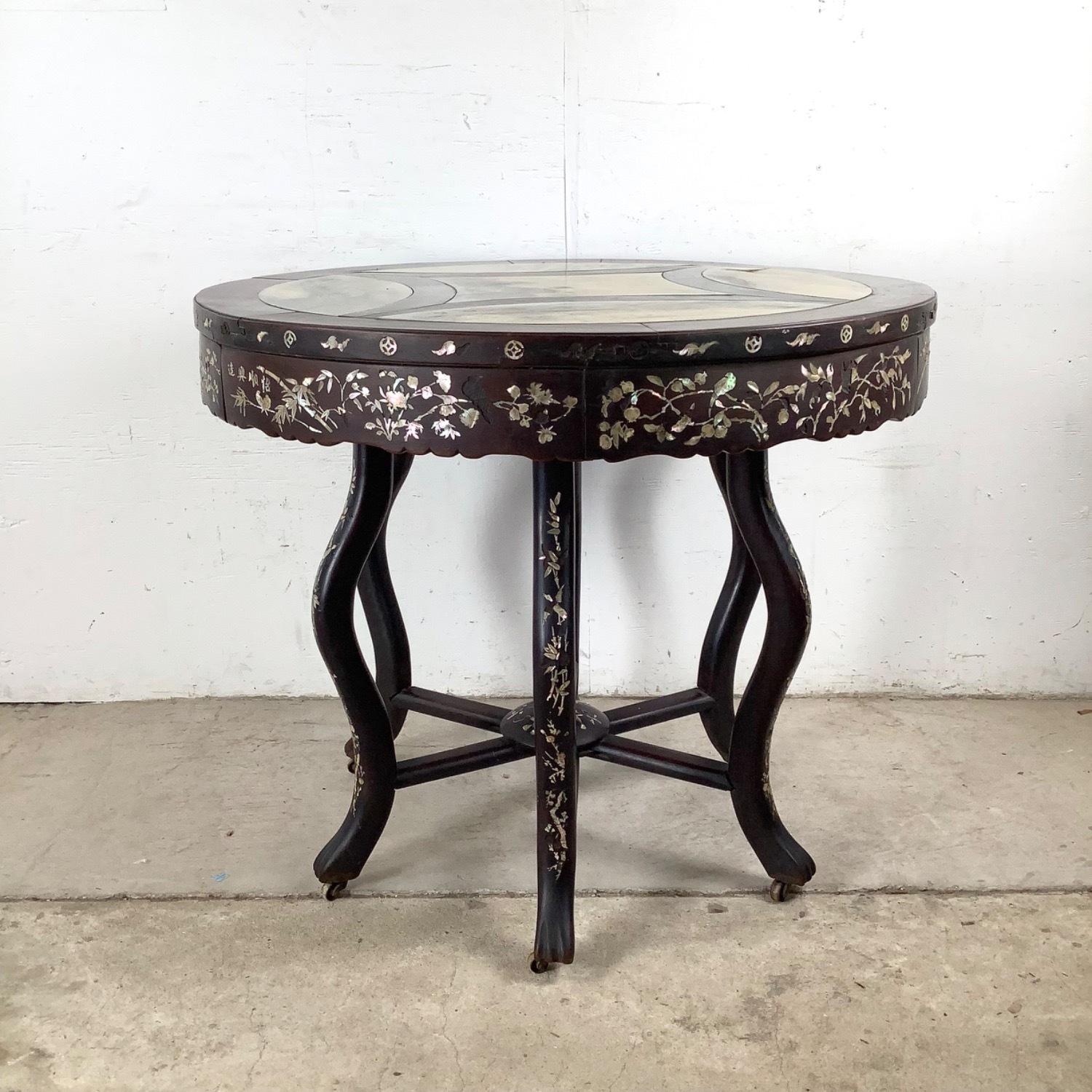 Antique Chinese Center Table With Stone Top - image-2