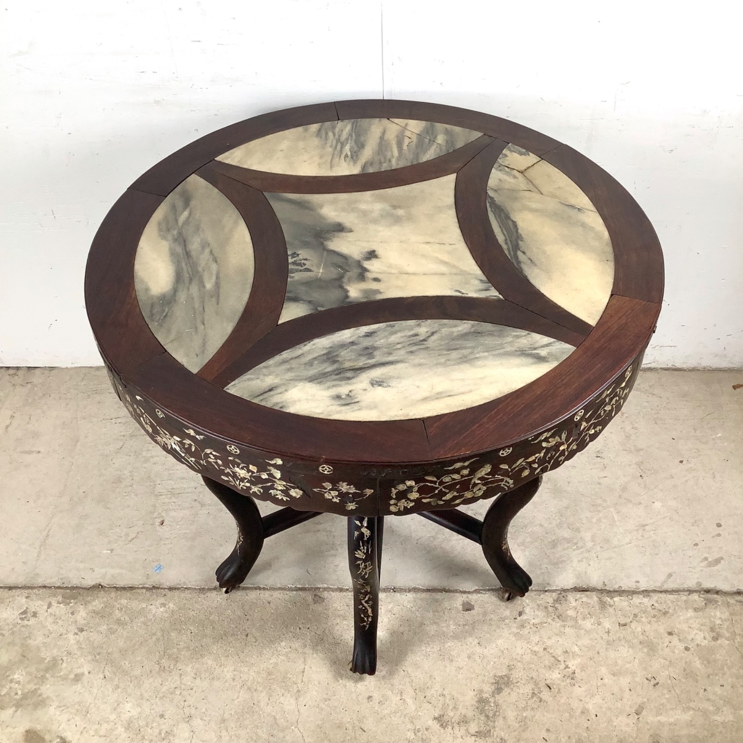 Antique Chinese Center Table With Stone Top - image-4