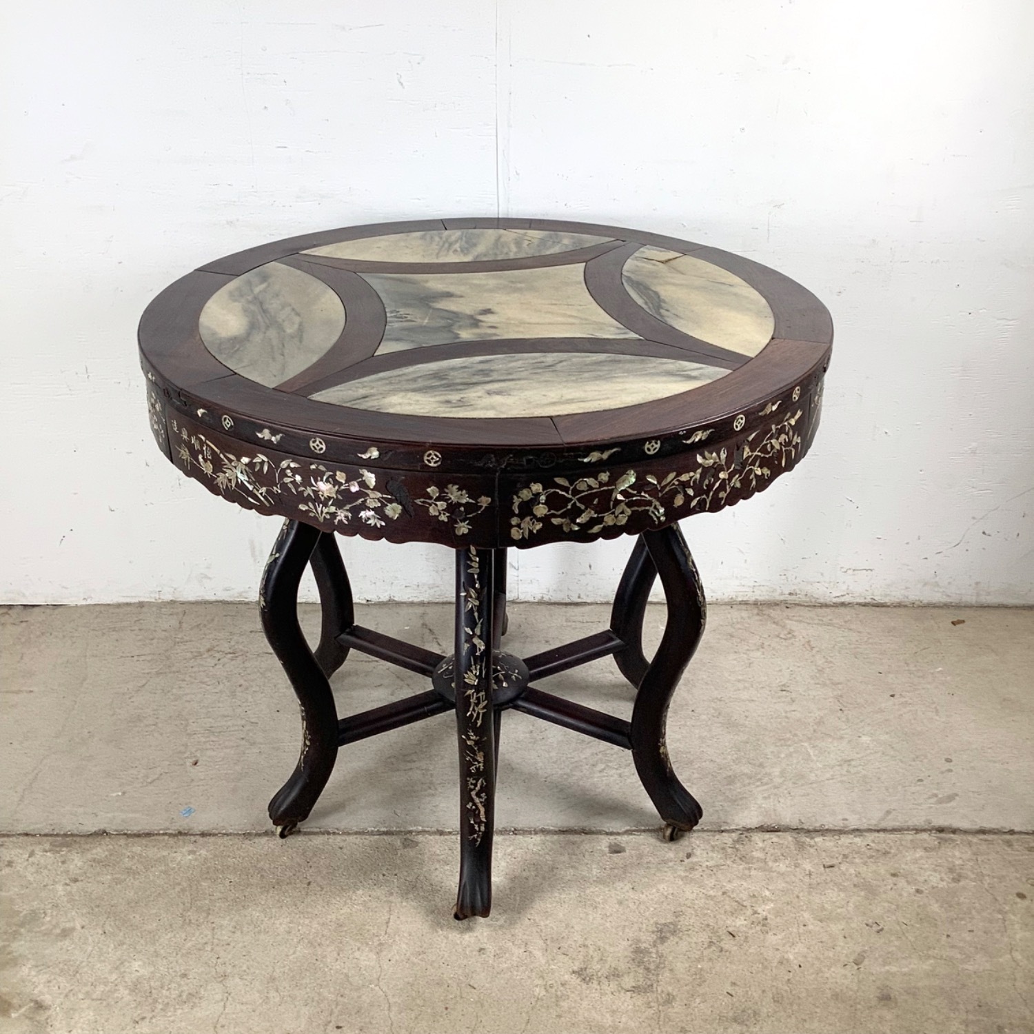 Antique Chinese Center Table With Stone Top - image-3