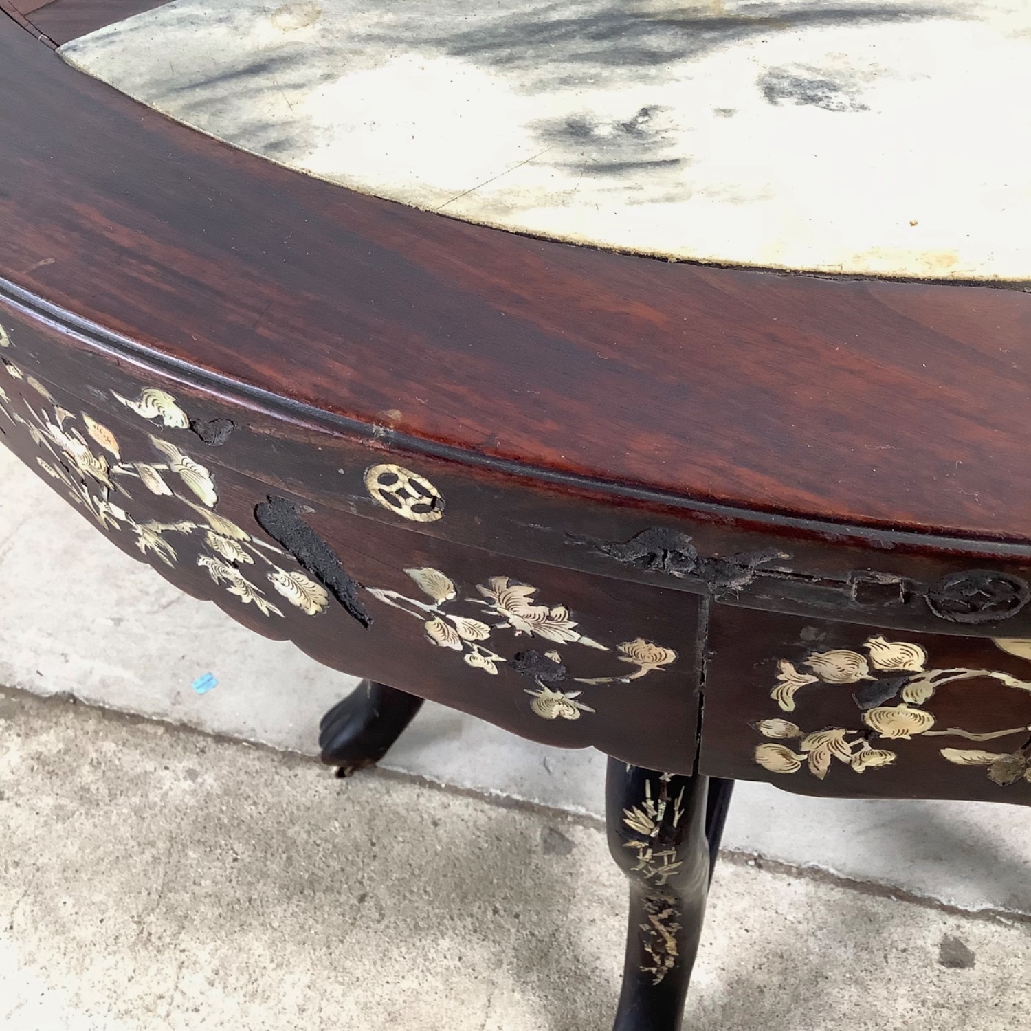 Antique Chinese Center Table With Stone Top - image-15