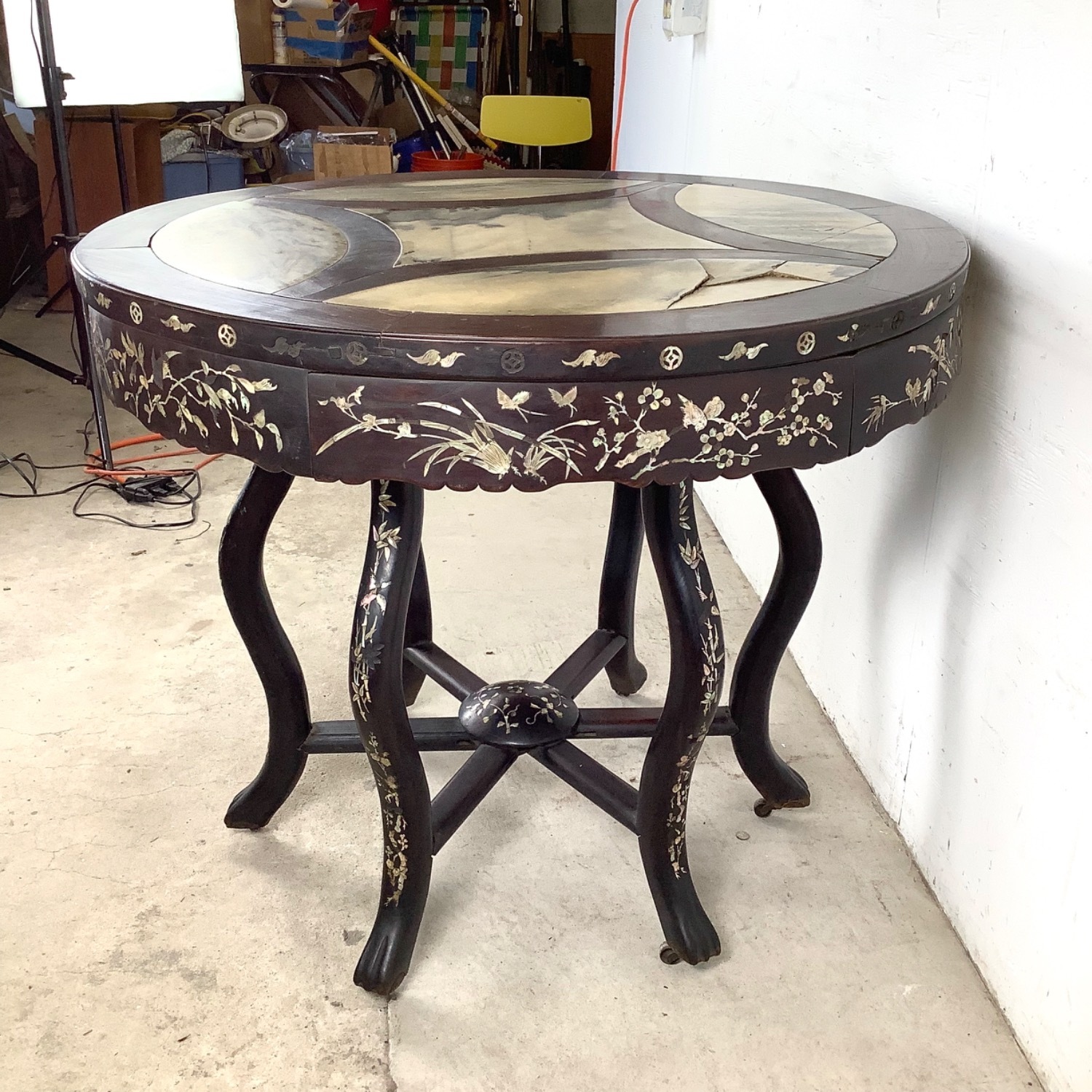 Antique Chinese Center Table With Stone Top - image-6