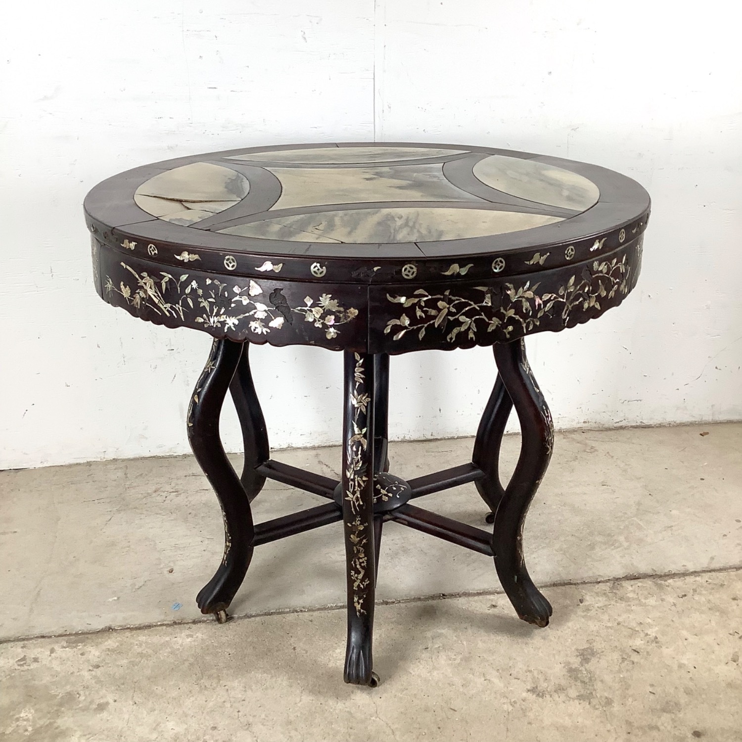 Antique Chinese Center Table With Stone Top - image-7
