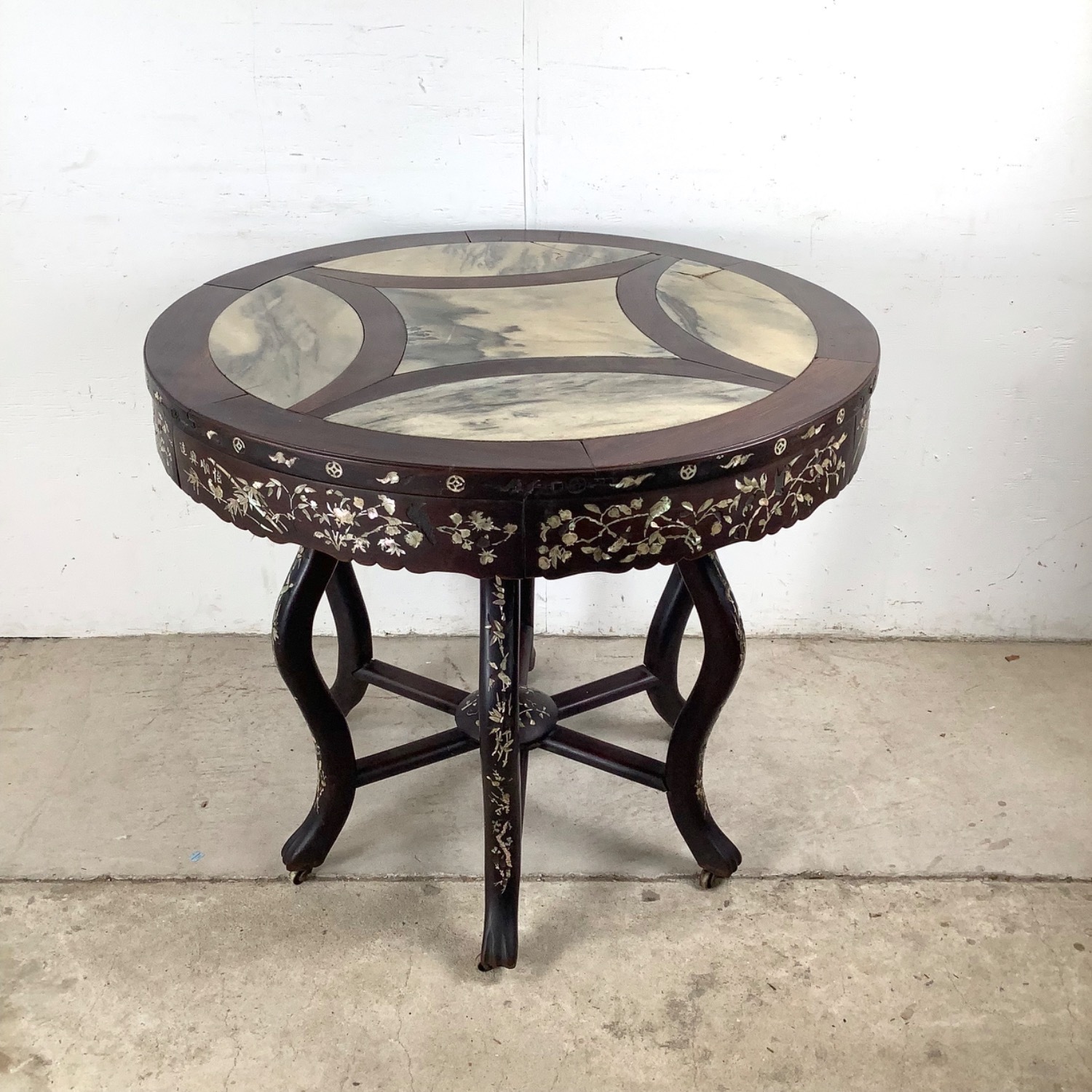 Antique Chinese Center Table With Stone Top - image-1