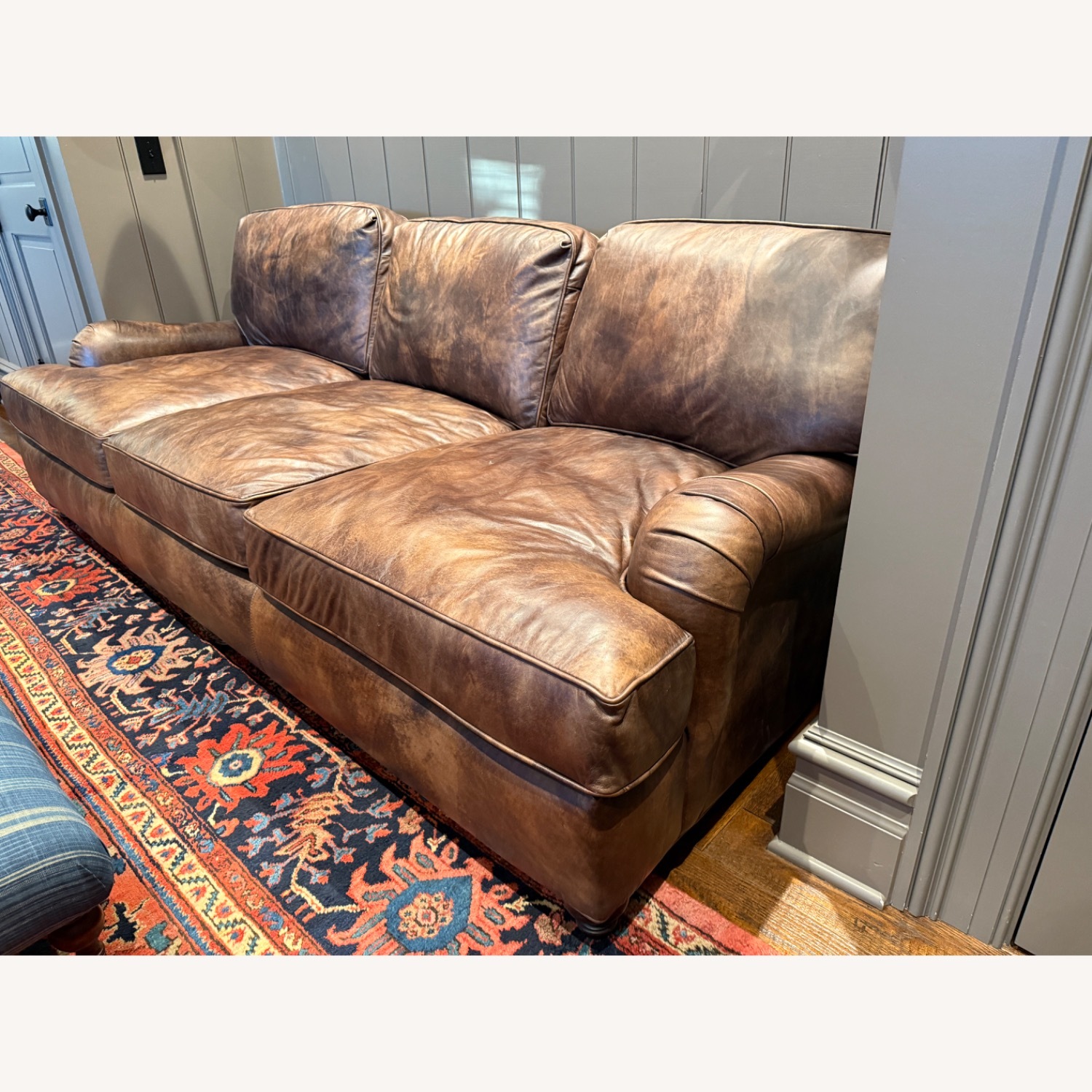 Restoration Hardware Lancaster Leather Sleeper Sofa - image-3