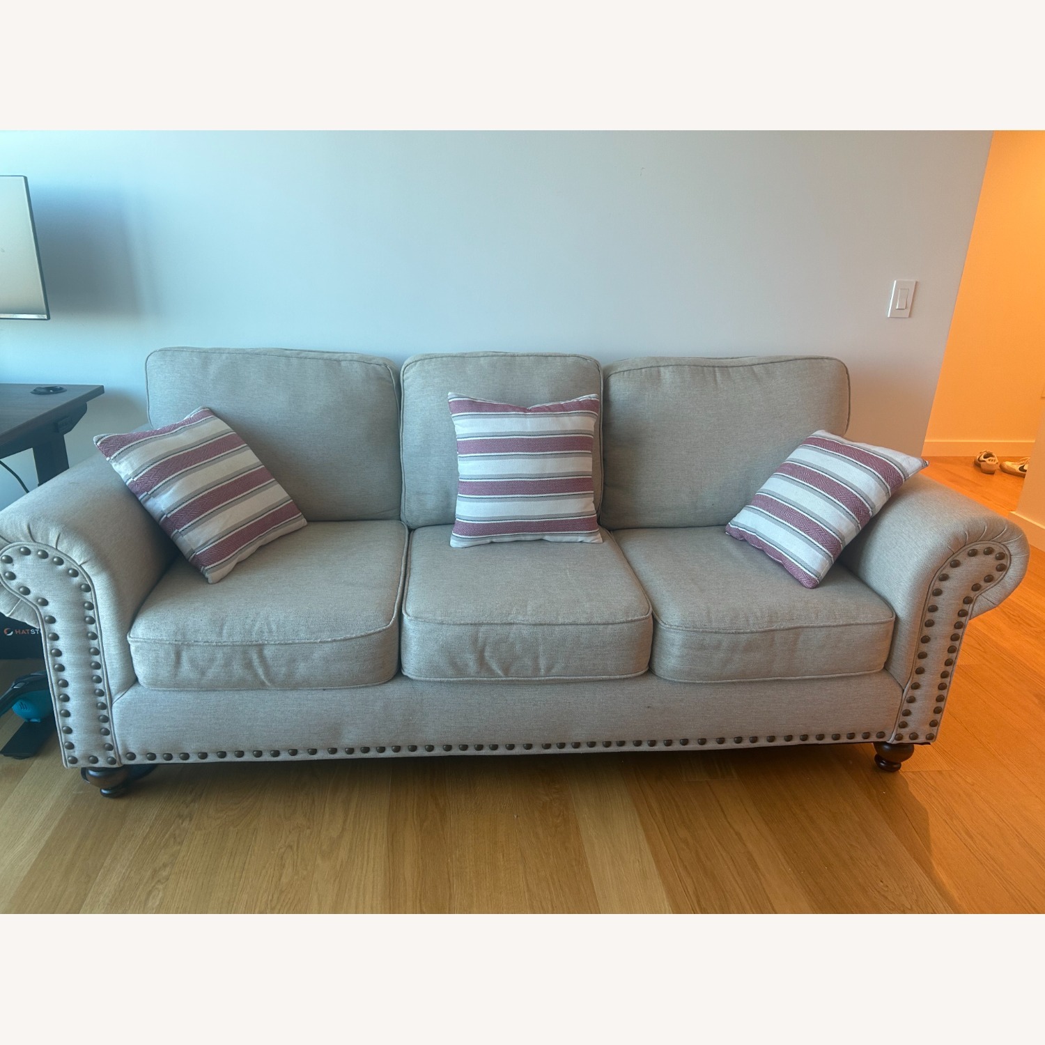 Raymour & Flanigan Corliss Three-Seat W Ottoman - image-1