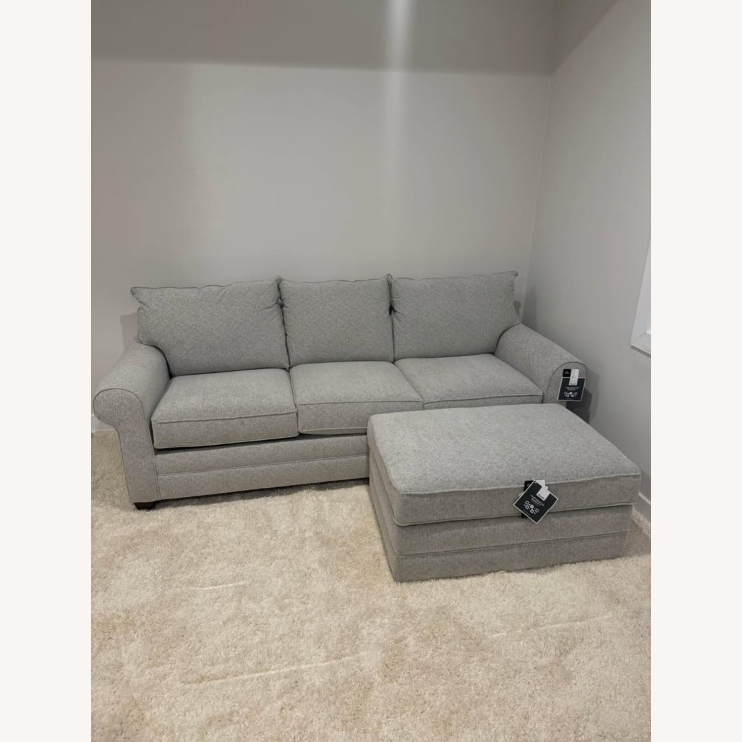 Bassett Sofa Bed Couch with Storage Ottoman - image-1