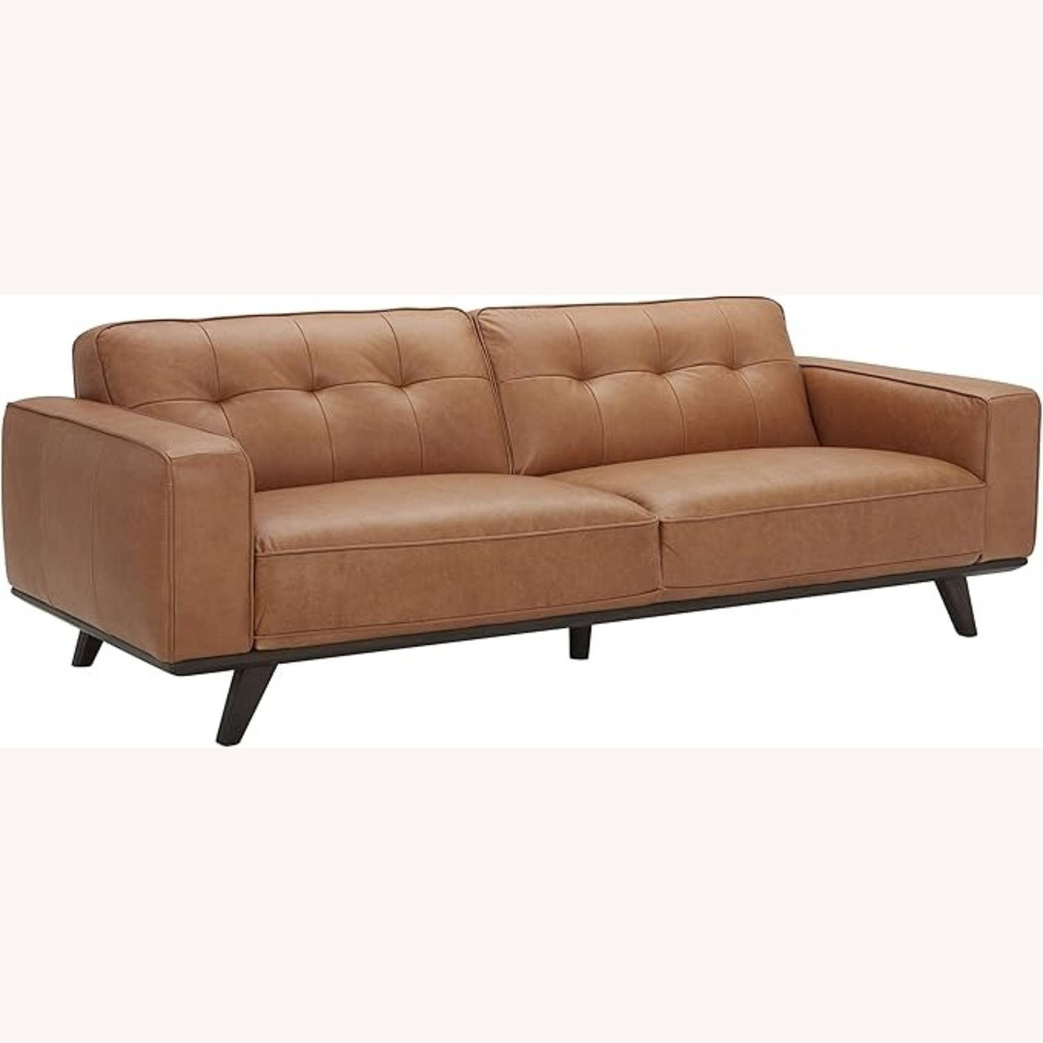 Rivet Cognac Leather Sofa - image-4