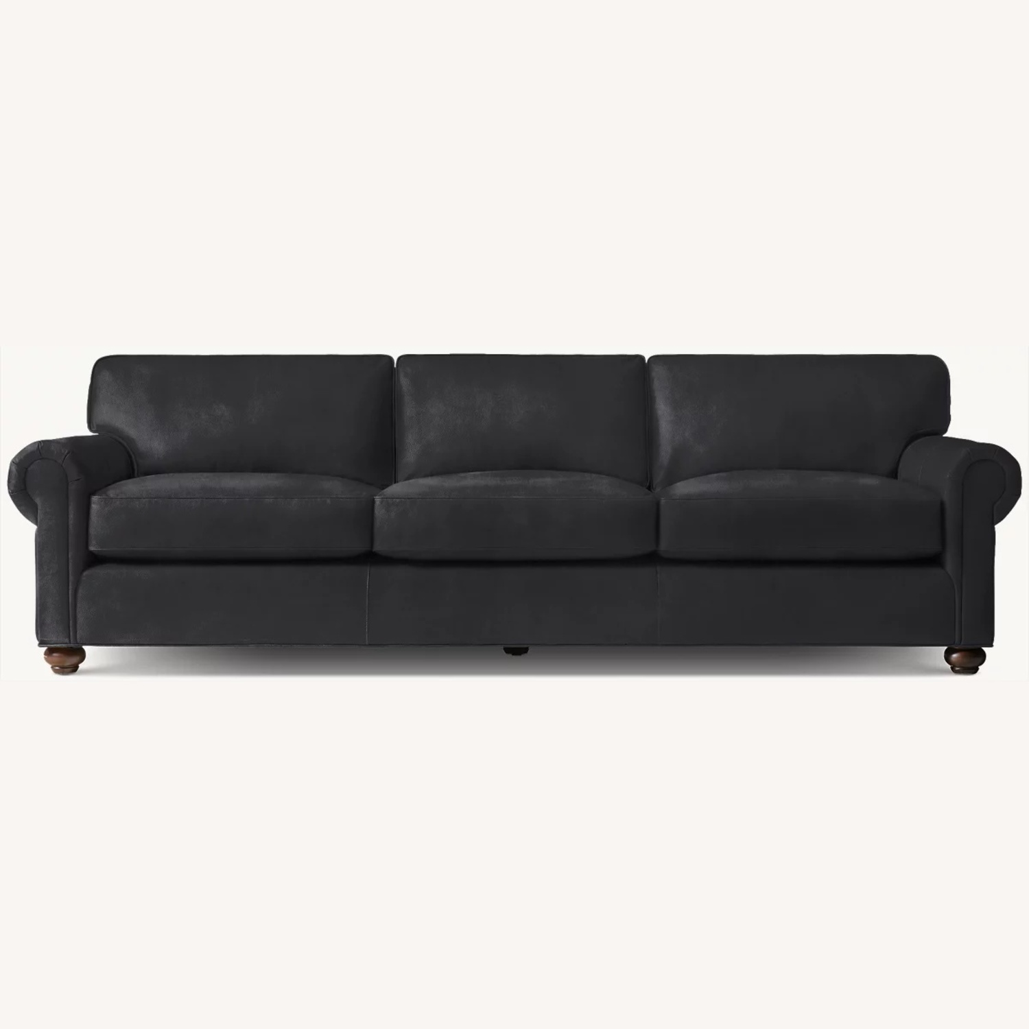 Restoration Hardware Brown Leather Sofa & Ottoman - image-0