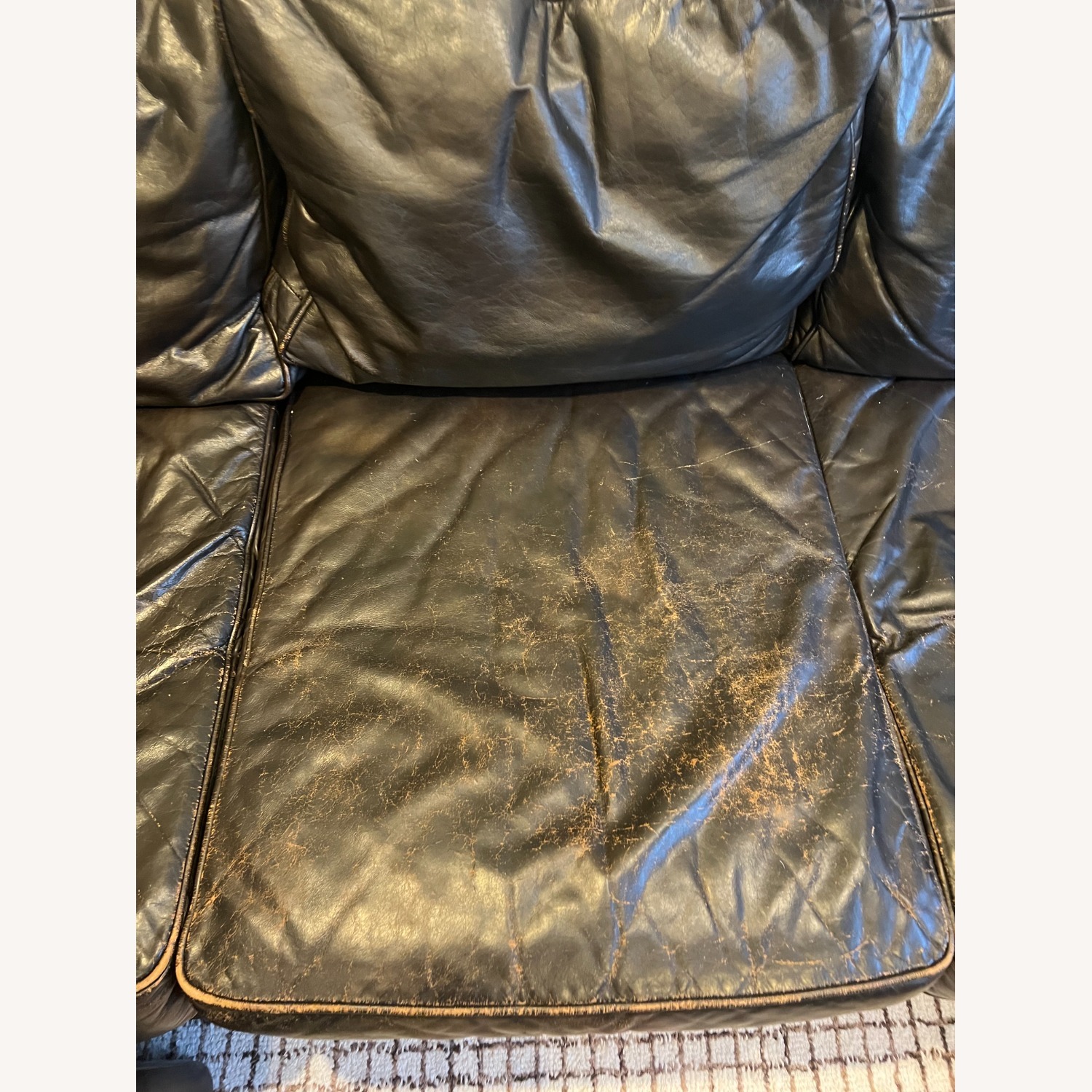 Restoration Hardware Brown Leather Sofa & Ottoman - image-6