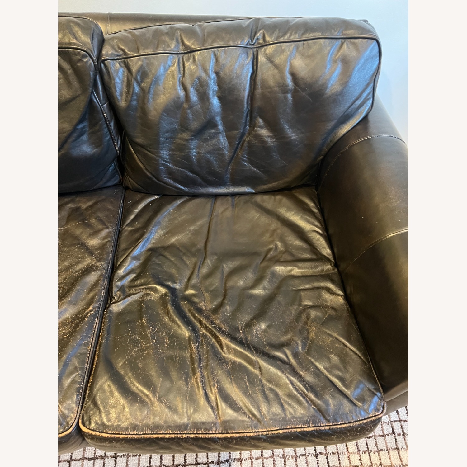 Restoration Hardware Brown Leather Sofa & Ottoman - image-5