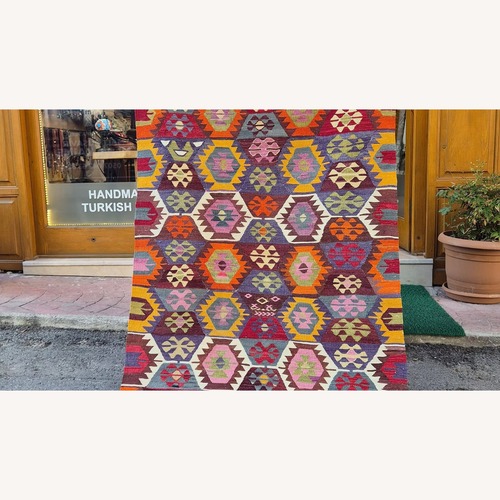 Used Vintage Turkish Handwoven Tavas Rustic Flat-Weave for sale on AptDeco