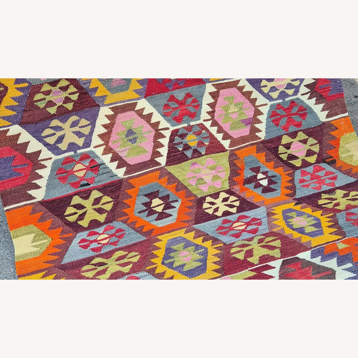 Vintage Turkish Handwoven Tavas Rustic Flat-Weave - image-1