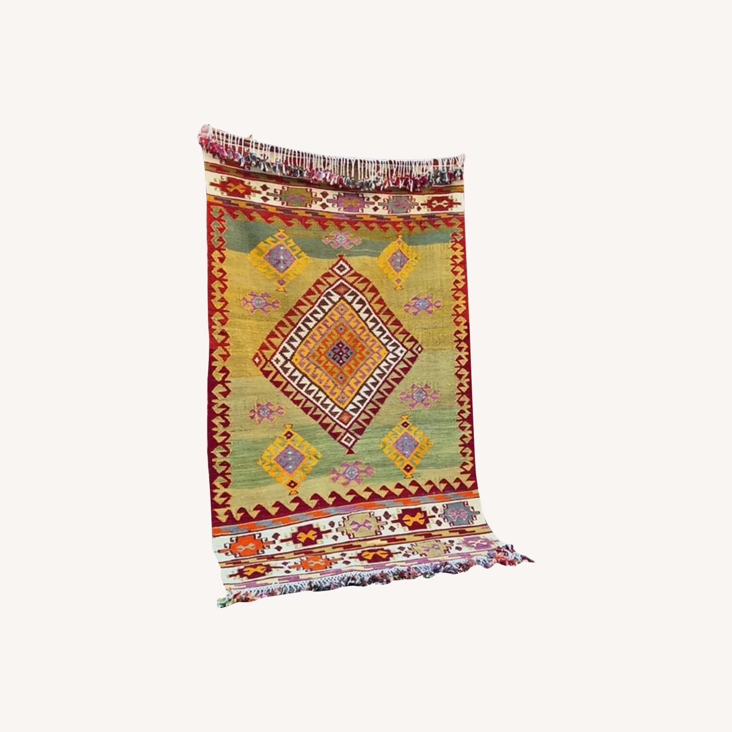 Vintage Aegean Flat-Woven Rug in Pastel Pistachio - image-0