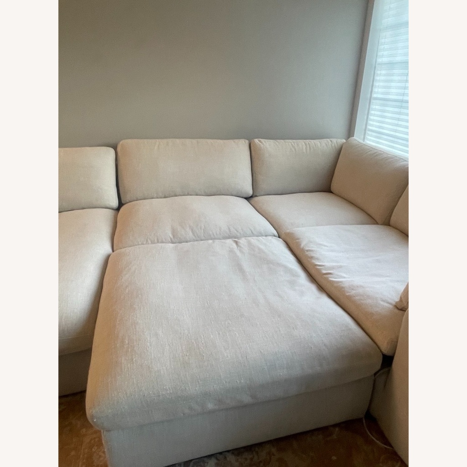 Ashley Elyza Linen 4 Piece Sectional With Oversized Ottoman LAF Corner Chaise - image-4