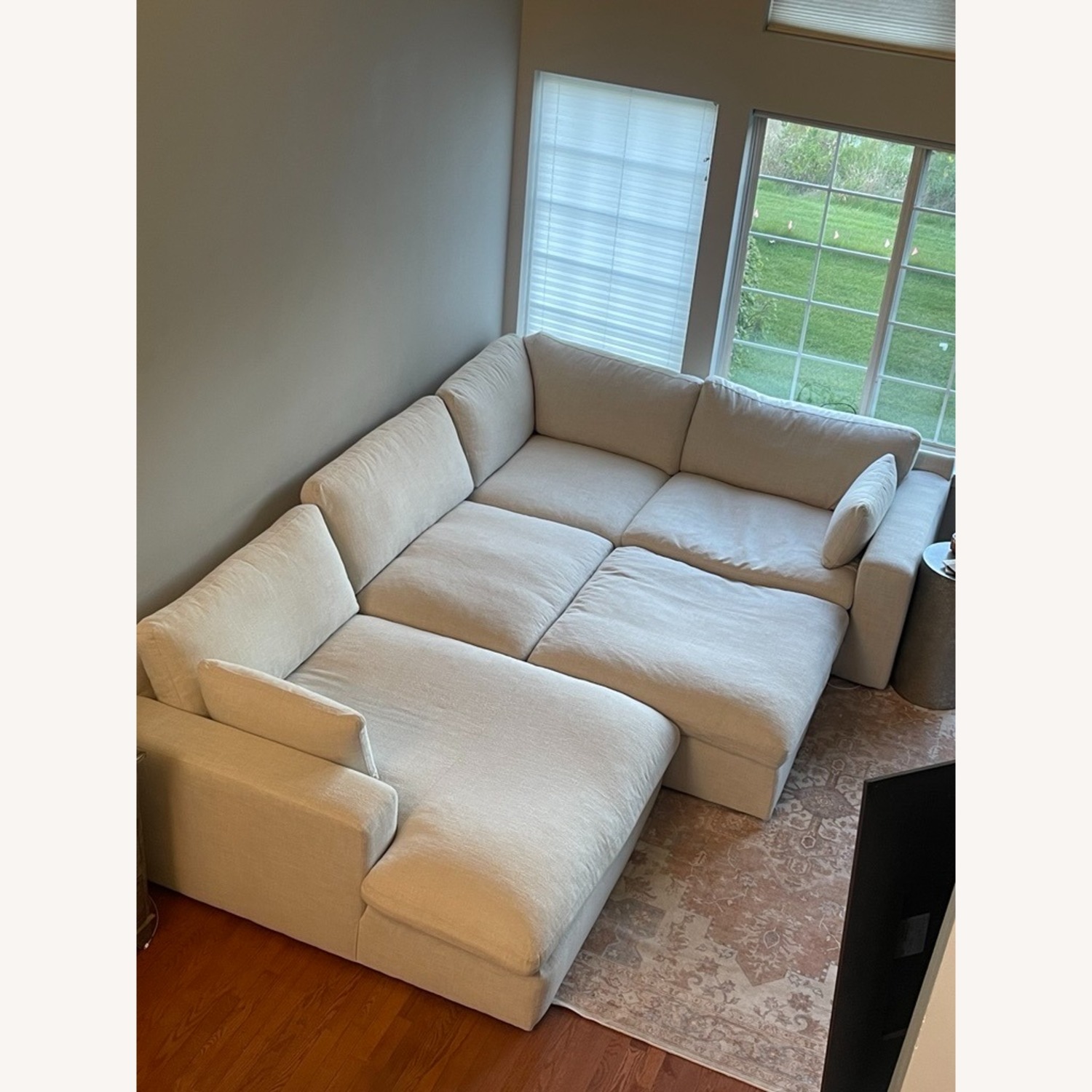 Ashley Elyza Linen 4 Piece Sectional With Oversized Ottoman LAF Corner Chaise - image-2