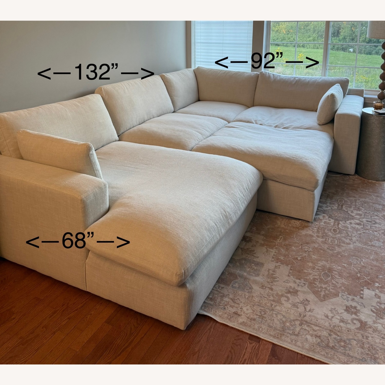 Ashley Elyza Linen 4 Piece Sectional With Oversized Ottoman LAF Corner Chaise - image-1