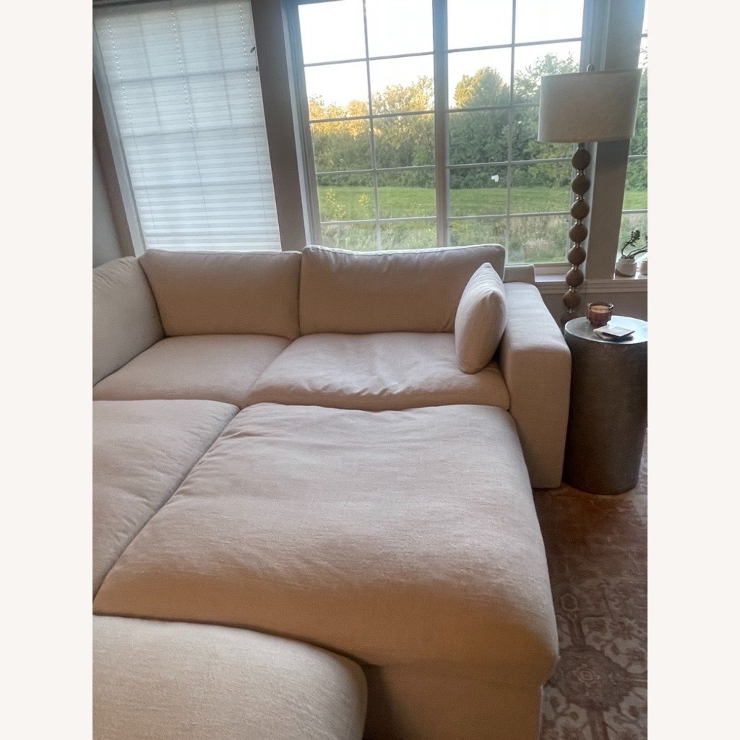 Ashley Elyza Linen 4 Piece Sectional With Oversized Ottoman LAF Corner Chaise - image-5