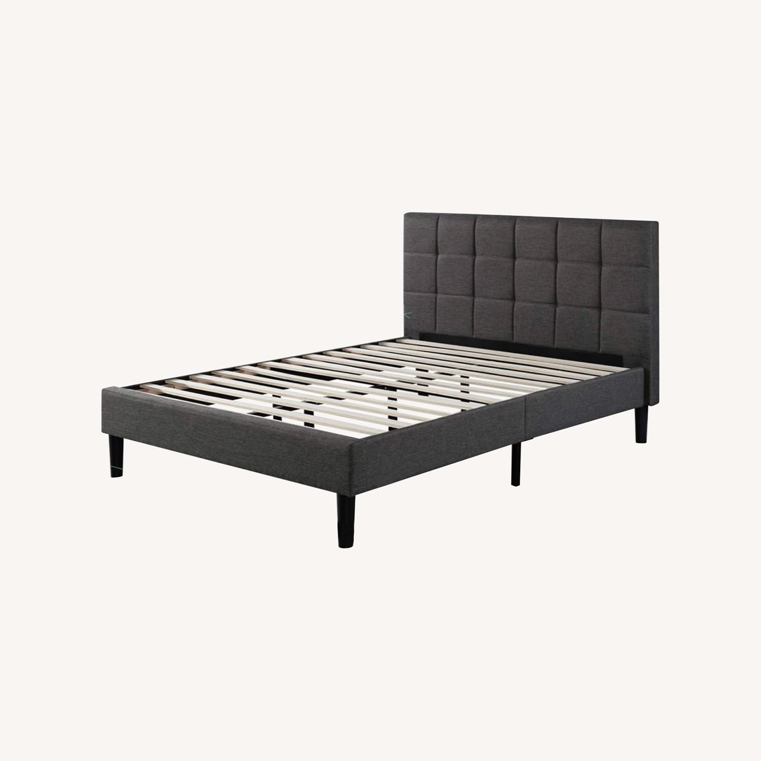 Dark Gray Upholstered Bed - AptDeco