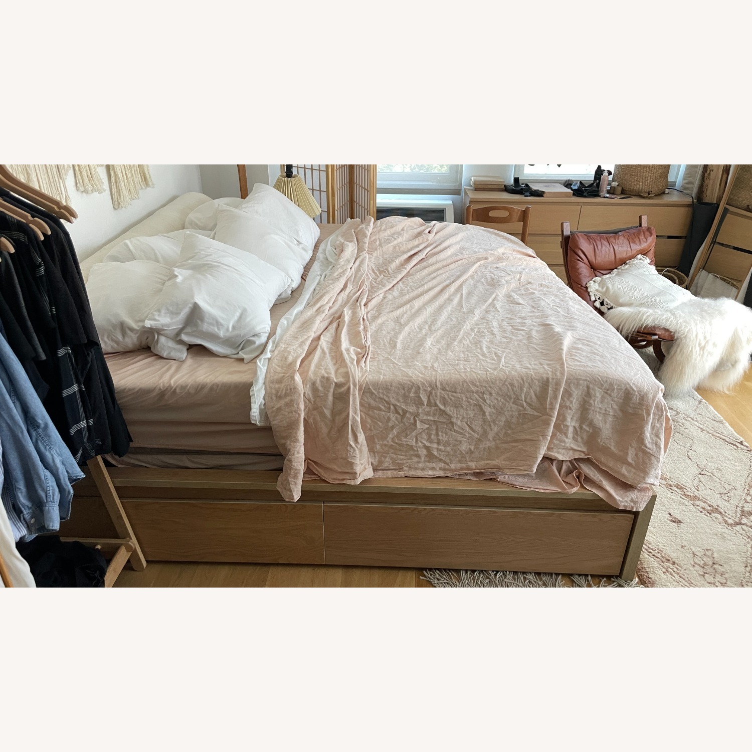 IKEA Platform King Bed Frame Malm W Drawers - image-9