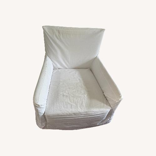 Used ABC Carpet and Home Ghost Slipcover Highback Armchair - White for sale on AptDeco