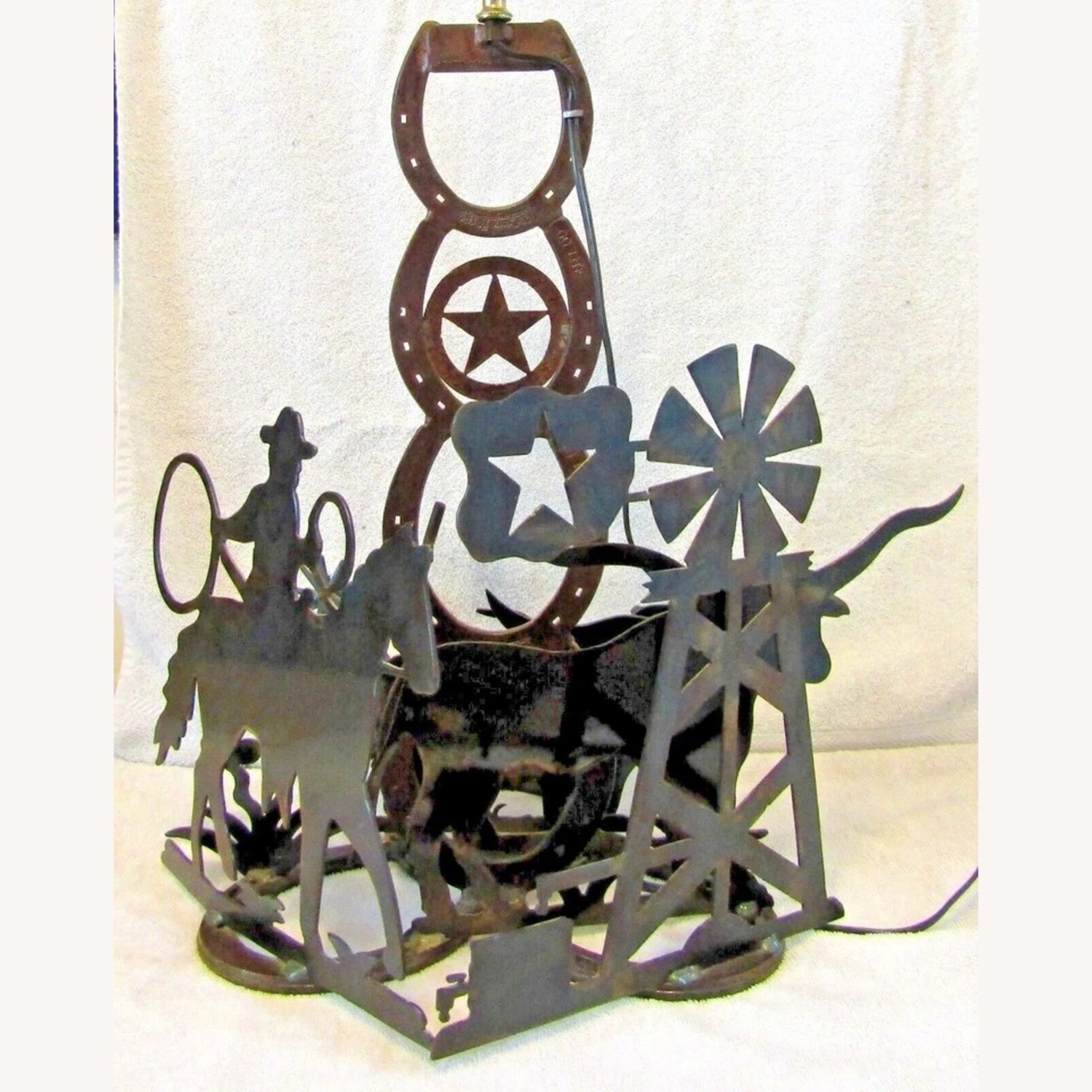 Rare St. Croix Forge Metal Sculpture Table Lamp - image-11