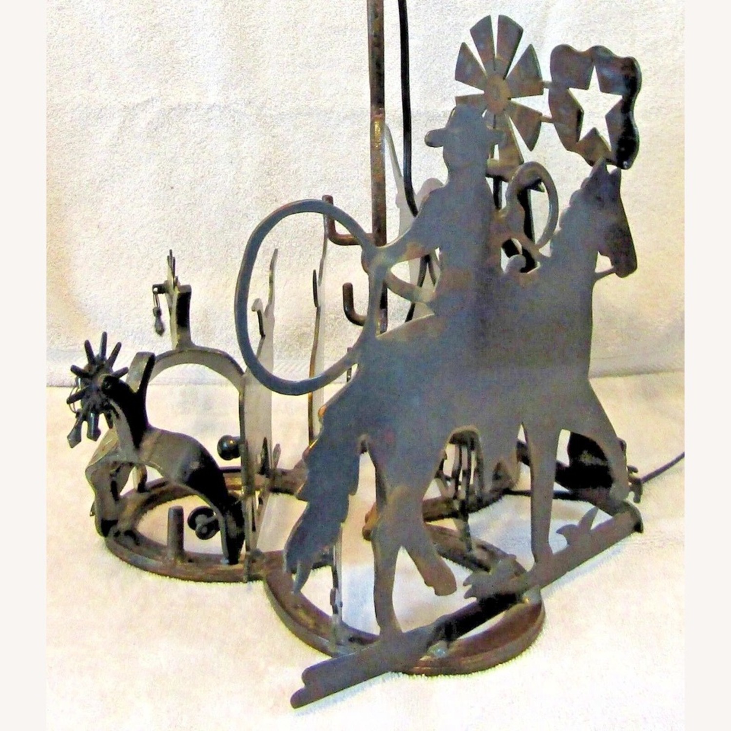 Rare St. Croix Forge Metal Sculpture Table Lamp - image-10