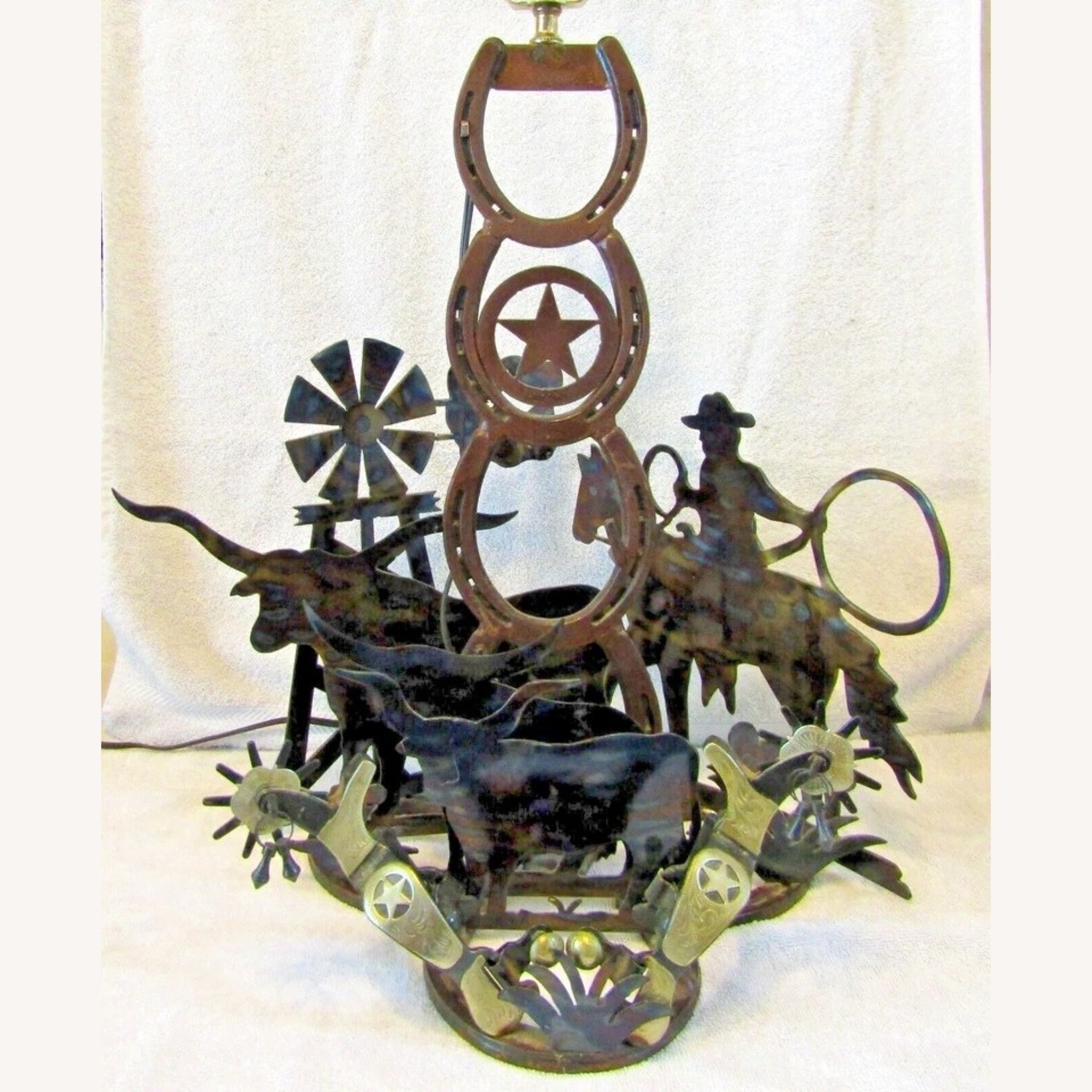 Rare St. Croix Forge Metal Sculpture Table Lamp - image-2