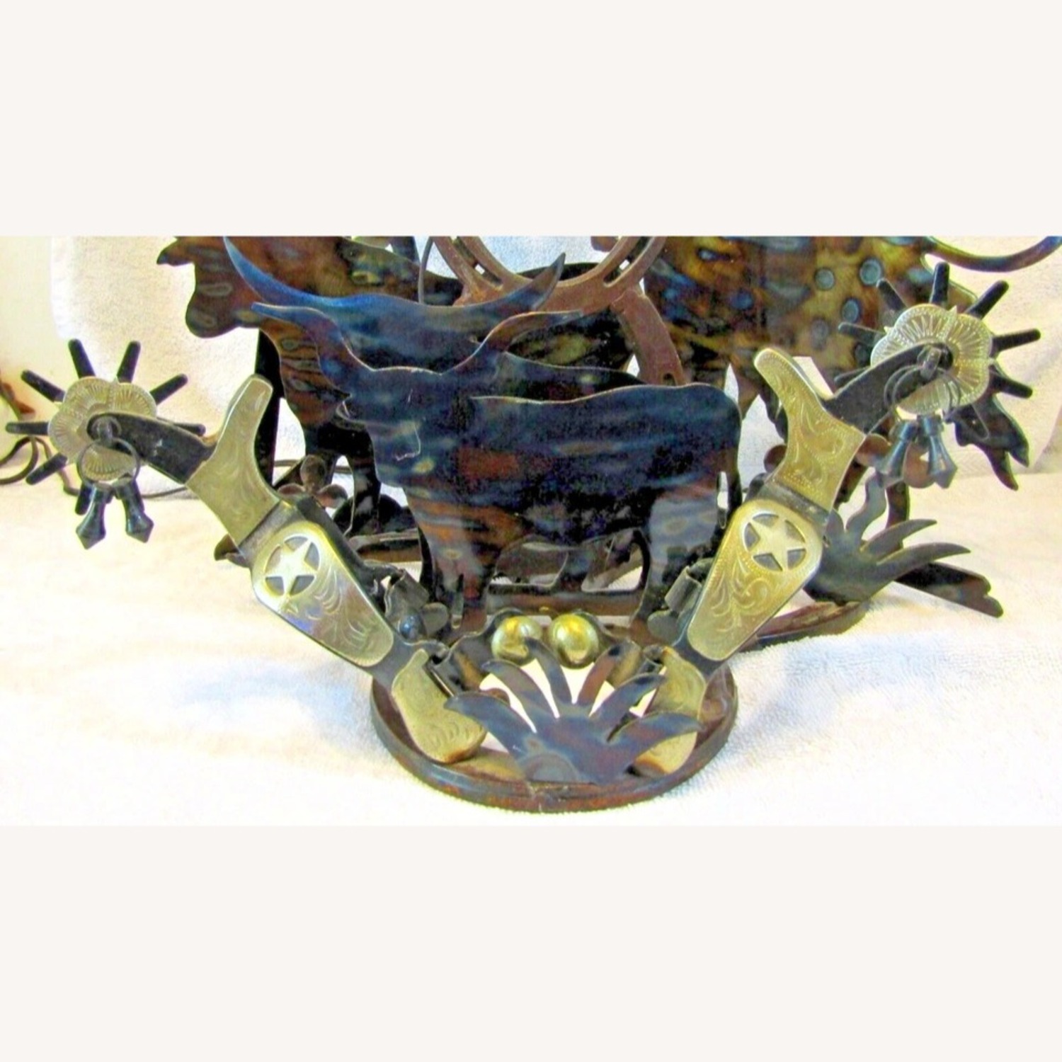 Rare St. Croix Forge Metal Sculpture Table Lamp - image-3