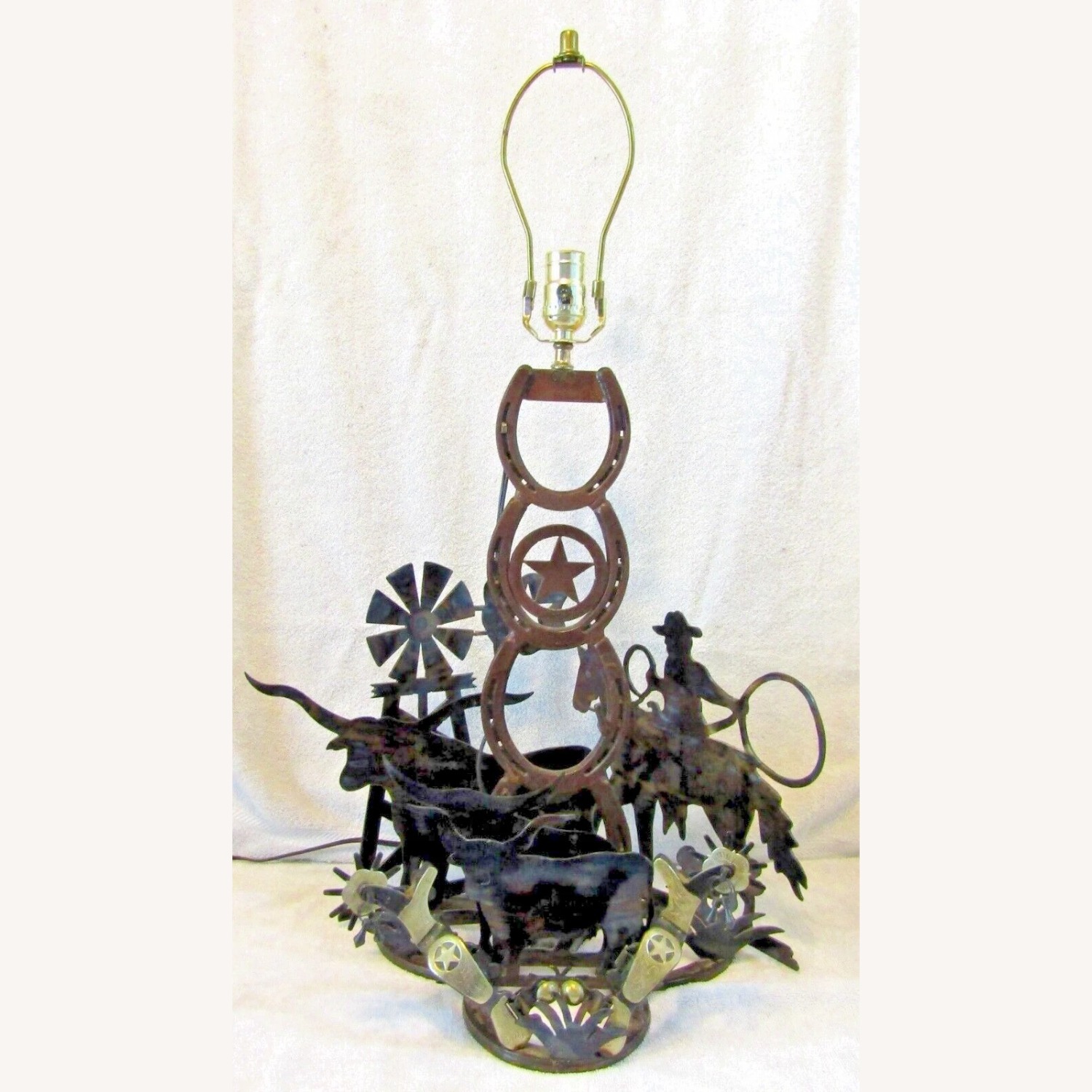 Rare St. Croix Forge Metal Sculpture Table Lamp - image-1