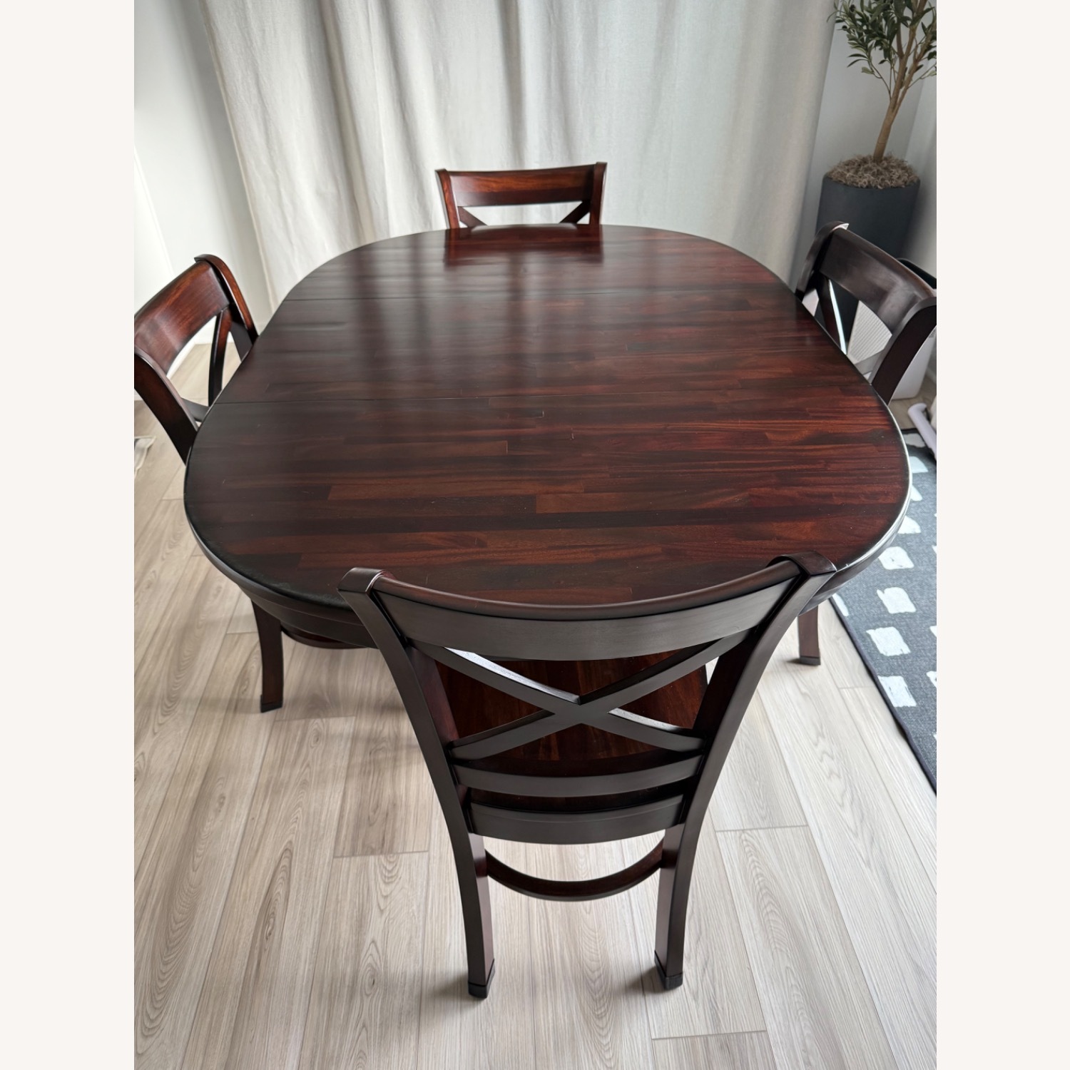 Solid Wood Dining Table With Leaf and 4 Chairs - image-1
