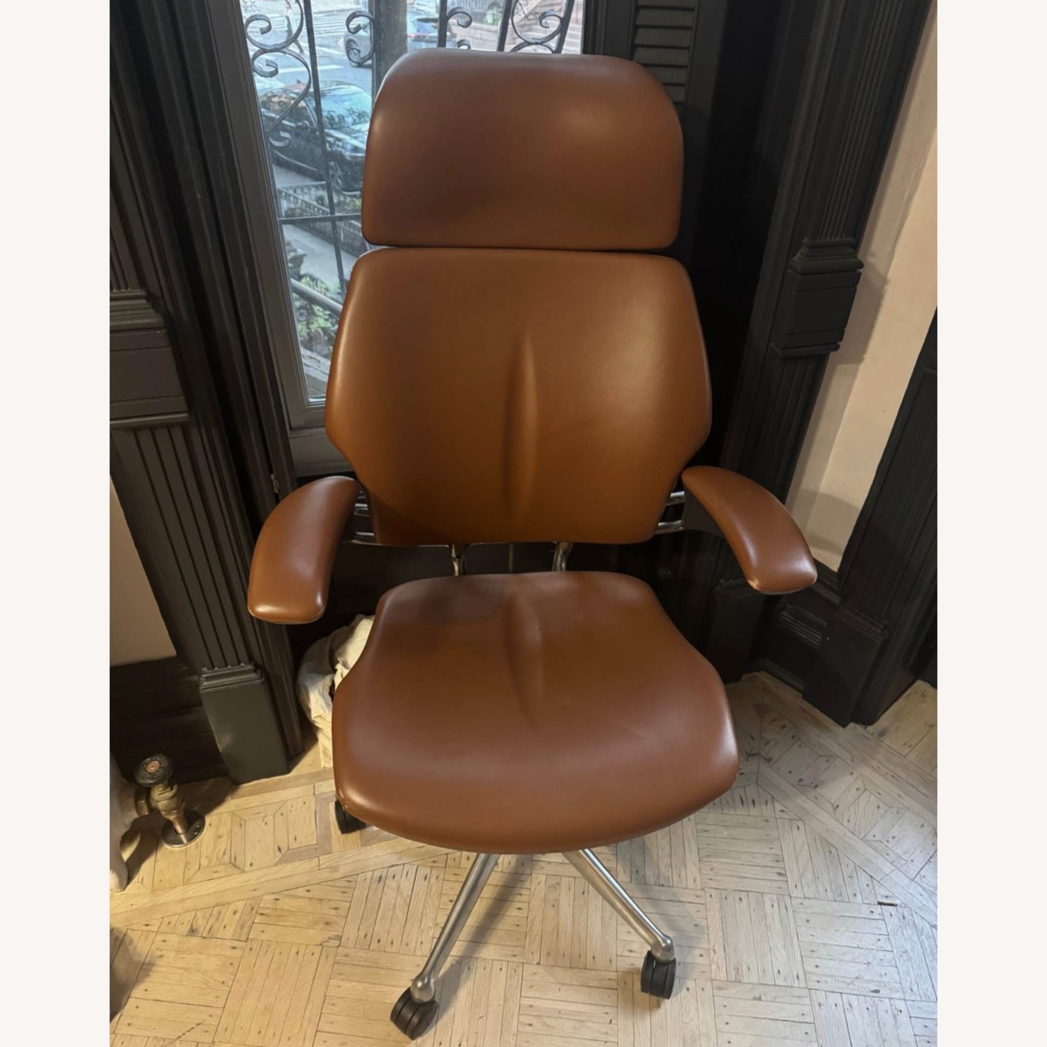 Humanscale Brown Leather Office Chair - image-1