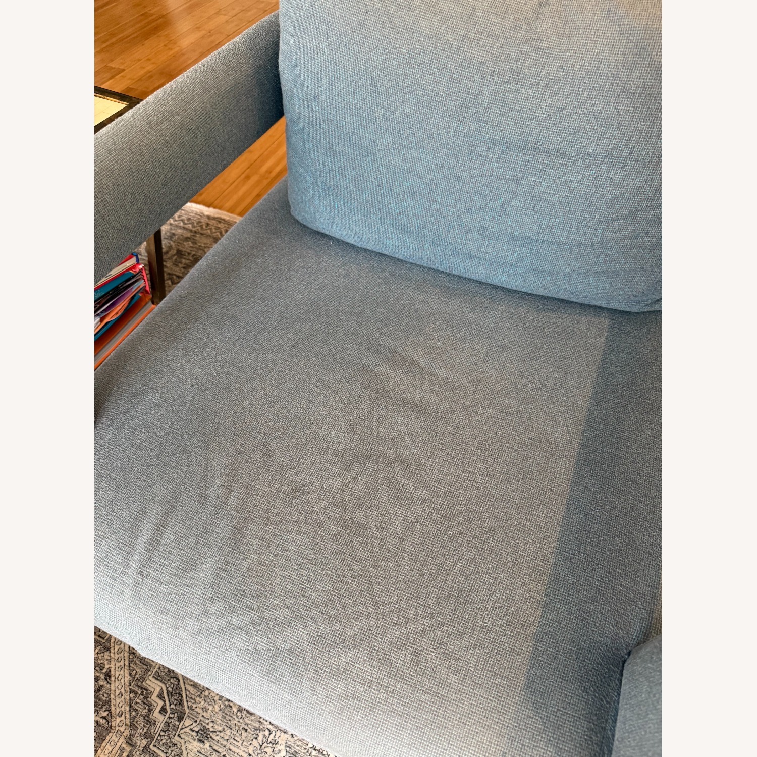 Blue Fabric Swivel Arm Chair - image-4