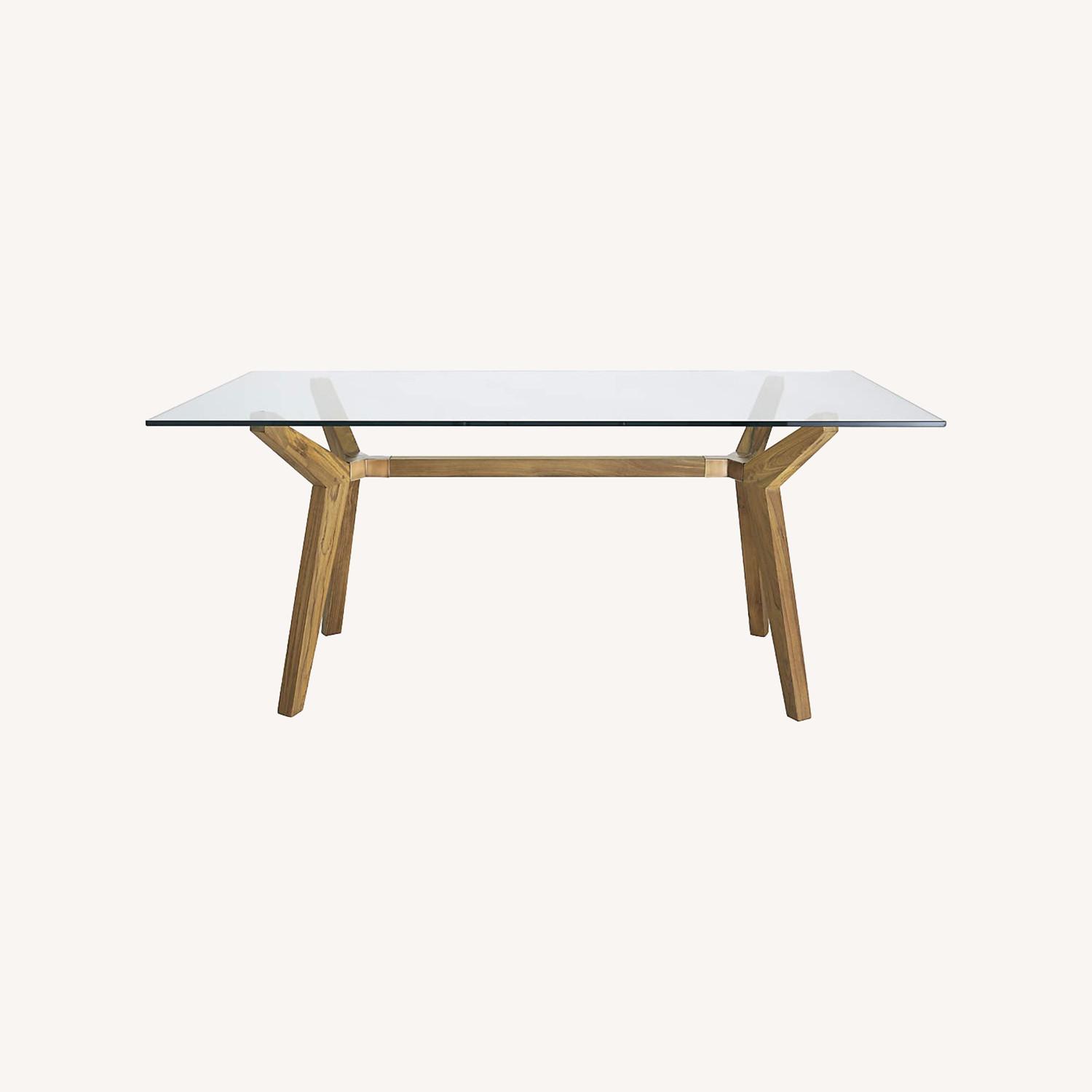 Crate & Barrel Strut Espresso Glass Table - image-0