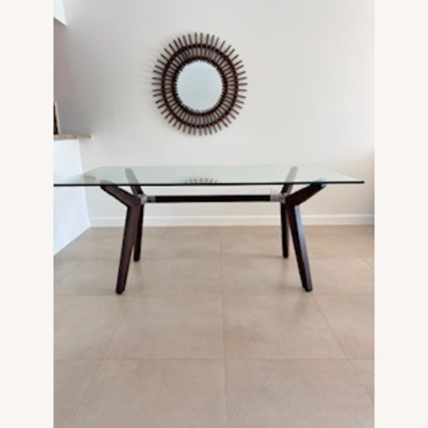 Crate & Barrel Strut Espresso Glass Table - image-1