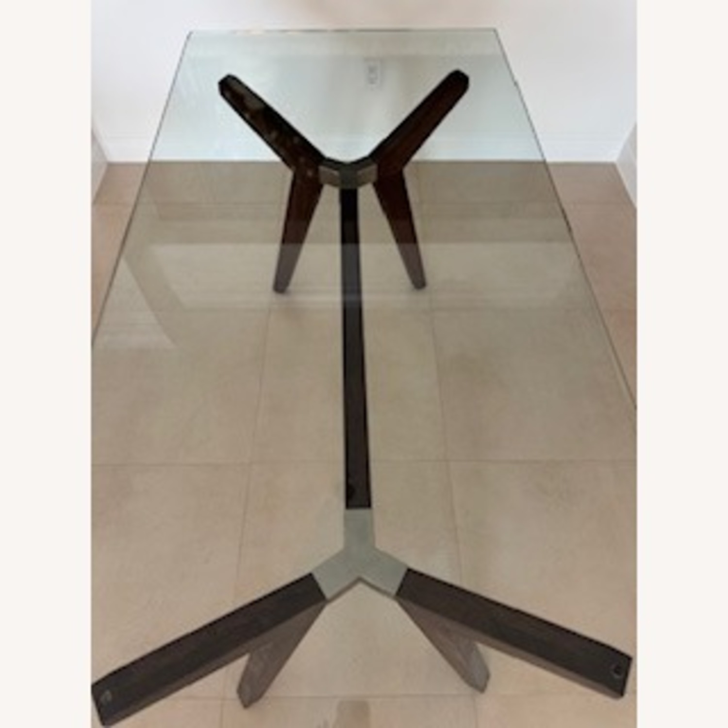 Crate & Barrel Strut Espresso Glass Table - image-2