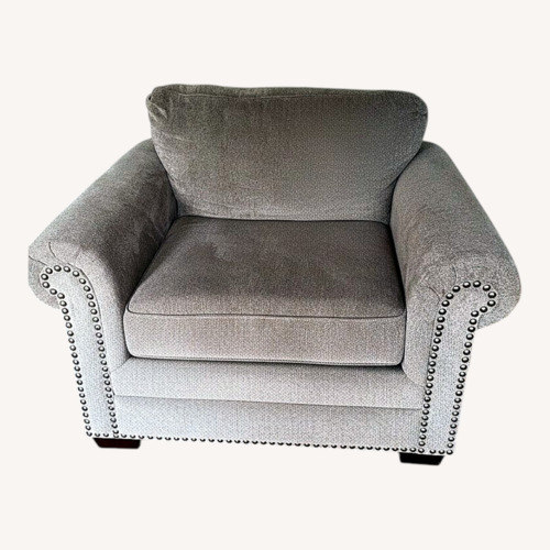 Used Raymour & Flanigan Chenille Chair and a Half & Ottoman for sale on AptDeco